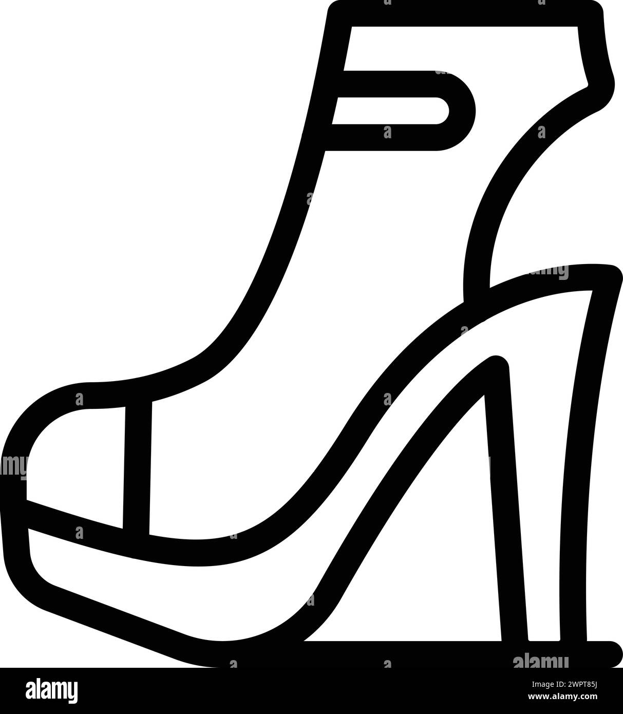 Vecteur de contour d'icône de pompe de femme. Chaussures à talons hauts. Chaussures modèle Voguish Illustration de Vecteur