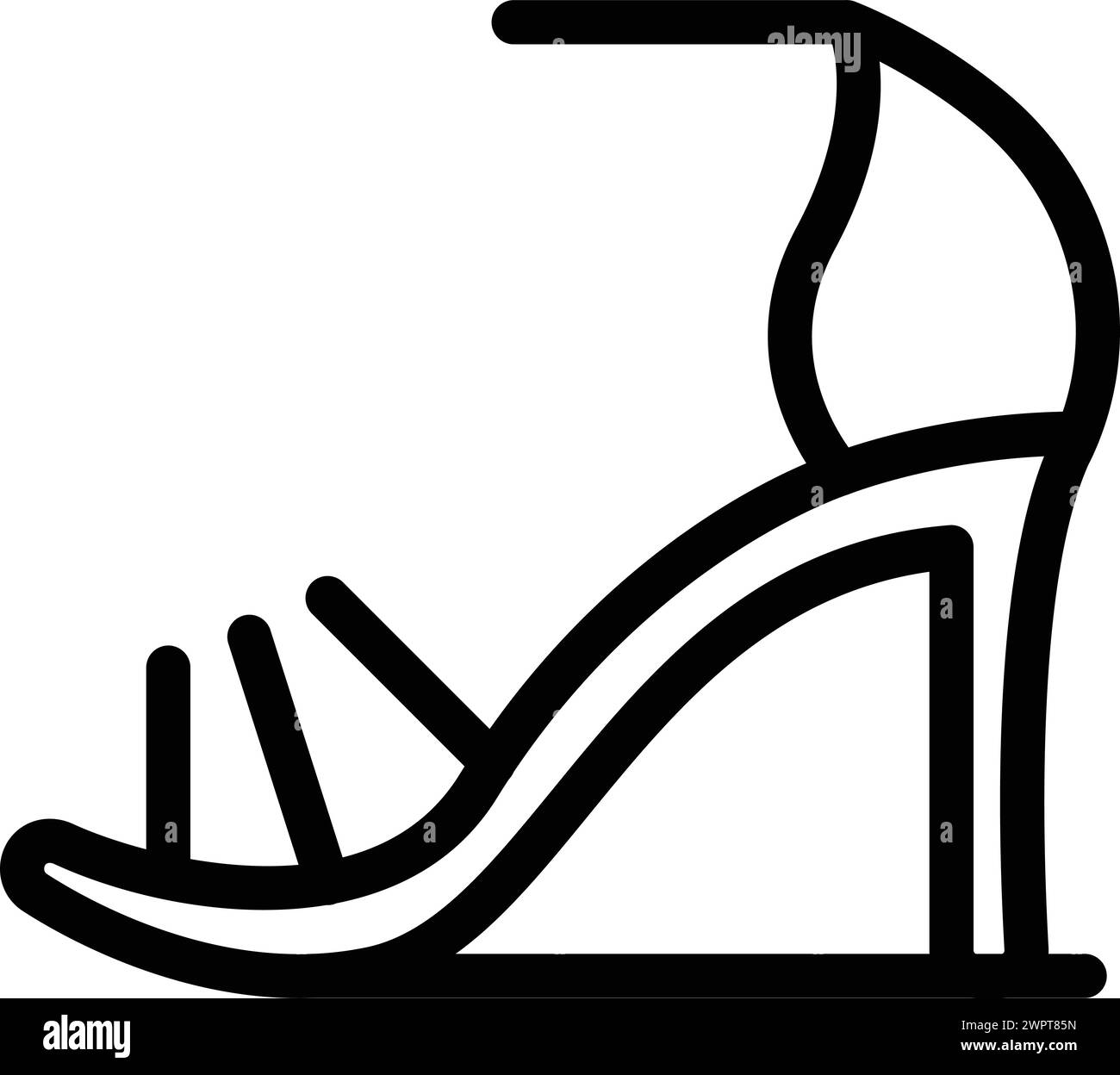 Vecteur de contour d'icône de sandales hautes. Talons mode femme. Chaussures stylées tendance Illustration de Vecteur