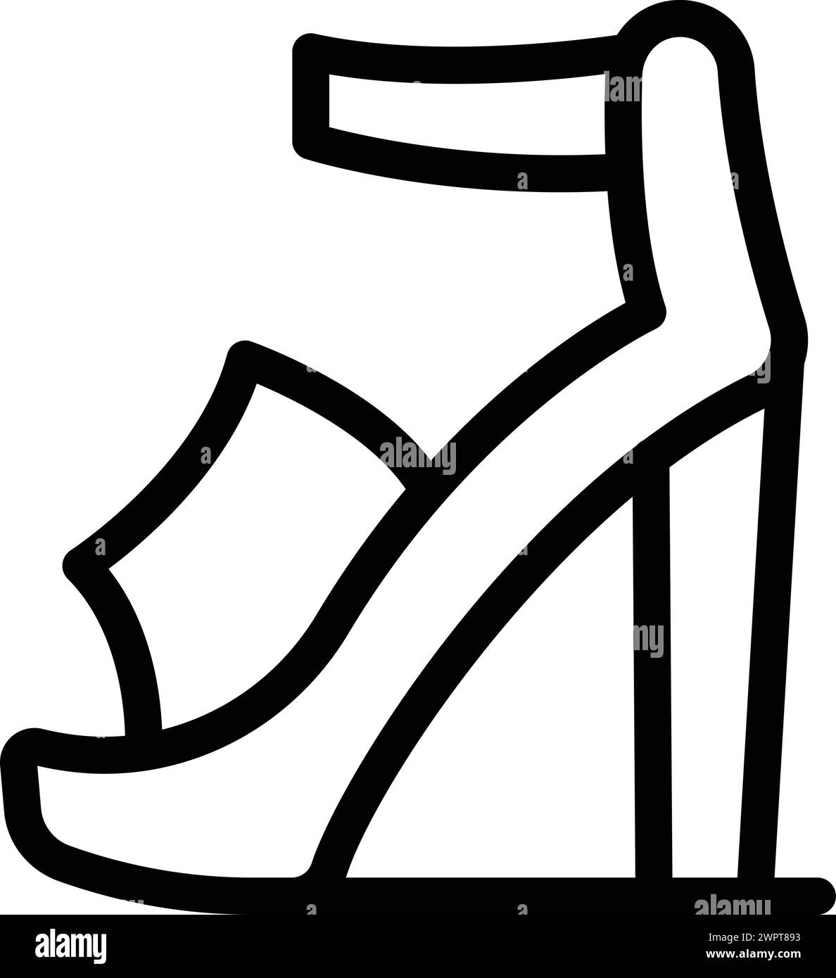 Vecteur de contour d'icône de talons de sandales de mode. Chaussures classiques élégantes. Paire de chaussures fashionista Illustration de Vecteur