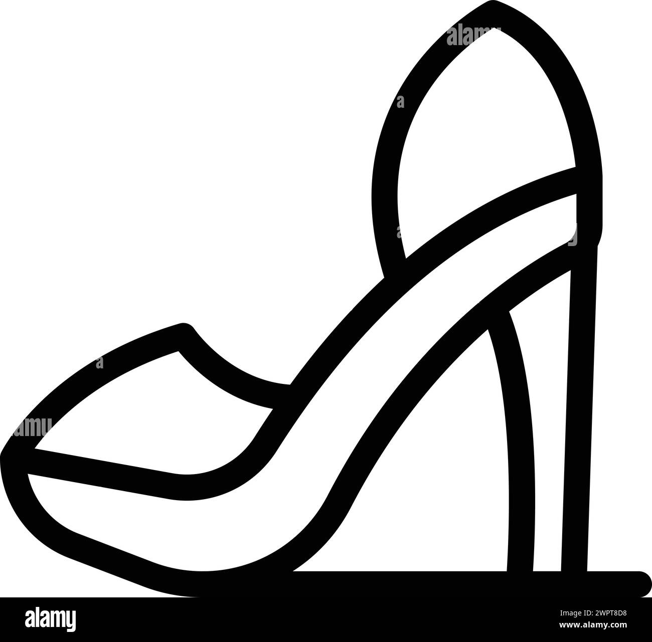 Vecteur de contour d'icône de talons hauts gracieux. Collection de chaussures de créateur. Chaussures élégantes Illustration de Vecteur