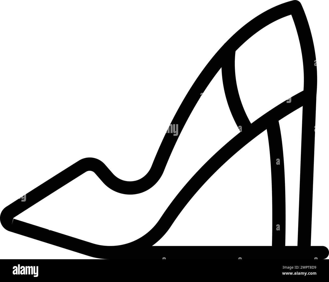 Vecteur de contour d'icône de chaussures stiletto. Conception classique de chaussures. Talons hauts modish Illustration de Vecteur