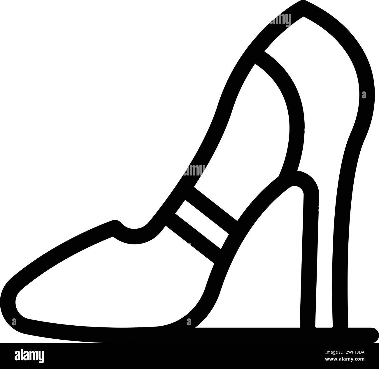 Vecteur de contour d'icône de chaussure à talon. Collection de mode de chaussures pour femmes. Talons hauts modish Illustration de Vecteur