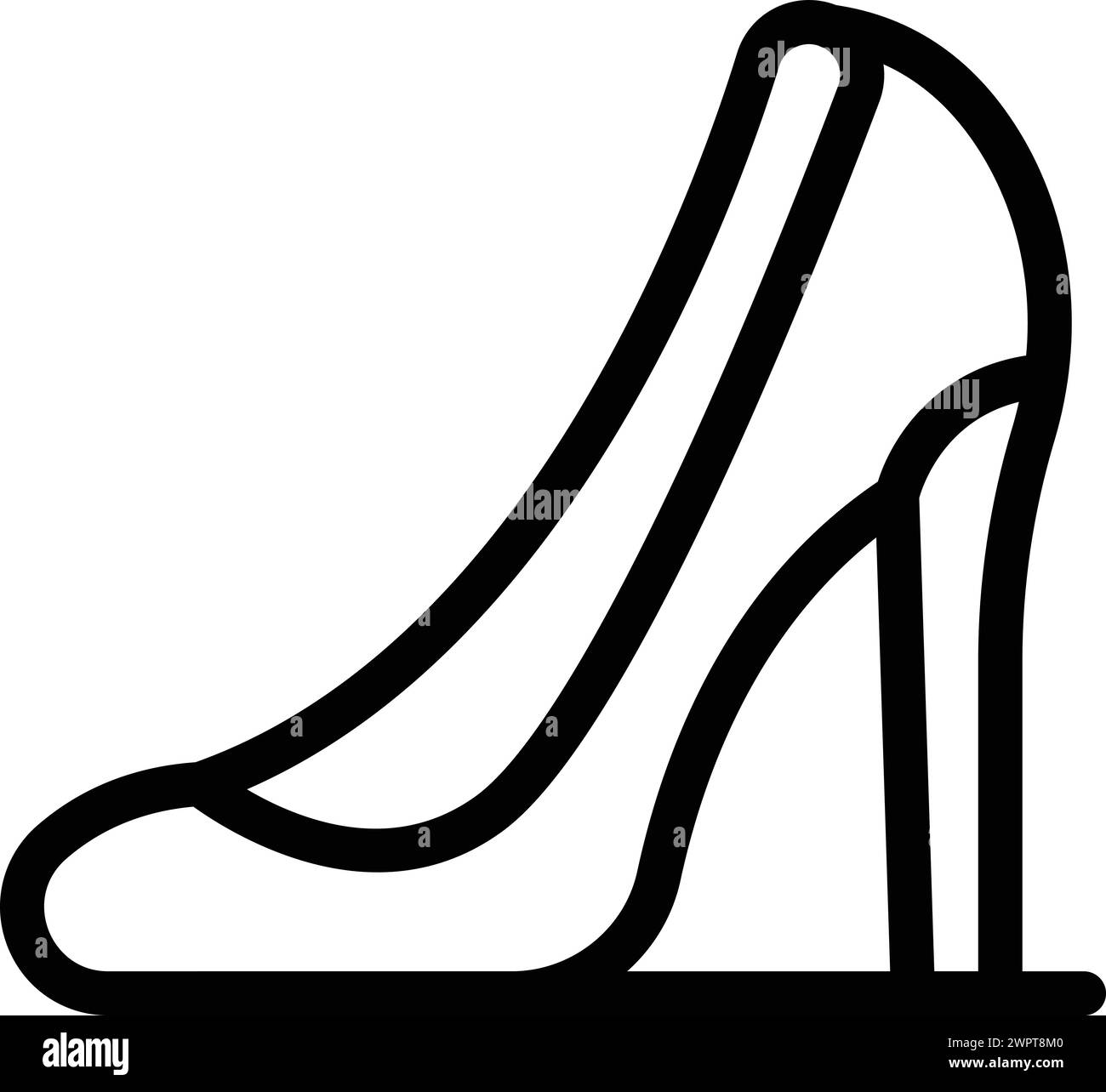 Vecteur de contour d'icône de chaussures de dame élevé. Talons aiguilles. Modèle de chaussures de collection élégante Illustration de Vecteur