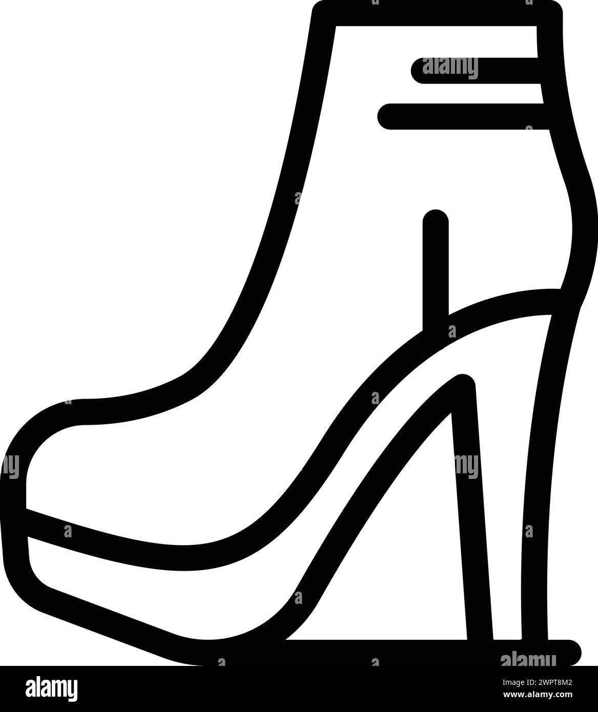 Talons de cheville bottes icône vecteur de contour. Shopping de chaussures de mode. Chaussures à talons hauts Illustration de Vecteur