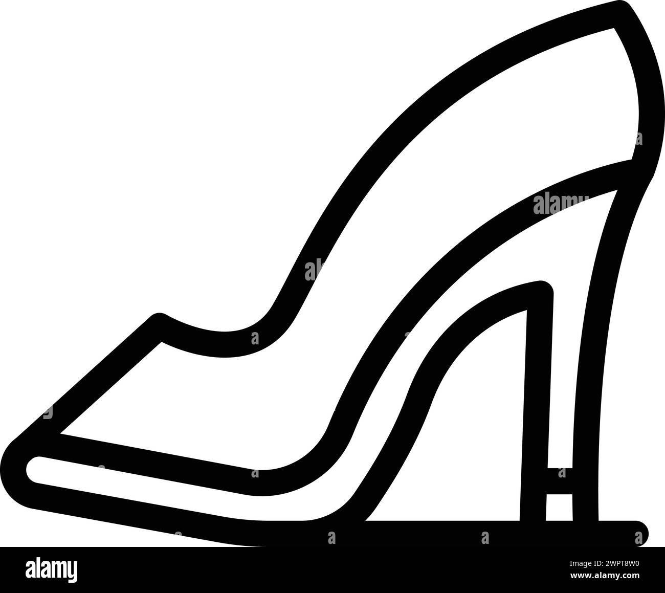 Vecteur de contour d'icône de talons hauts d'événement élégant. Chaussure à aiguilles. Chaussures classiques raffinées Voguish Illustration de Vecteur