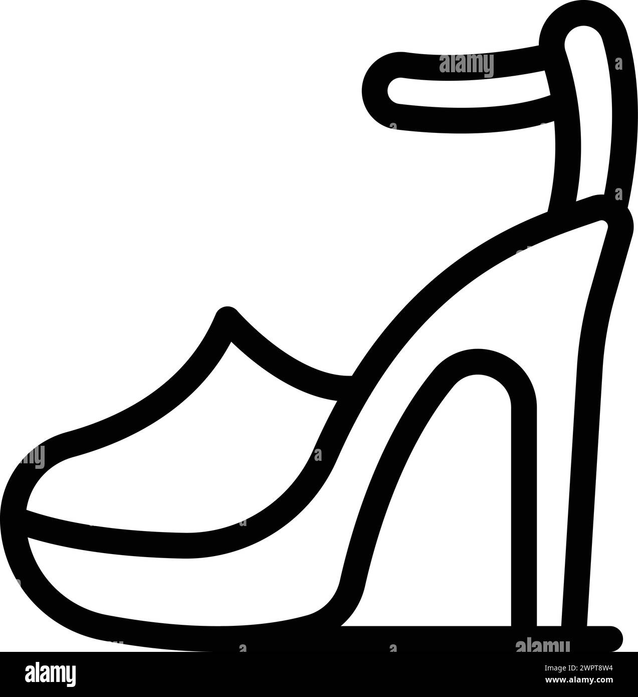 Vecteur de contour d'icône de talons hauts à brides. Sandales chaussantes. Chaussures classiques pour dames Illustration de Vecteur