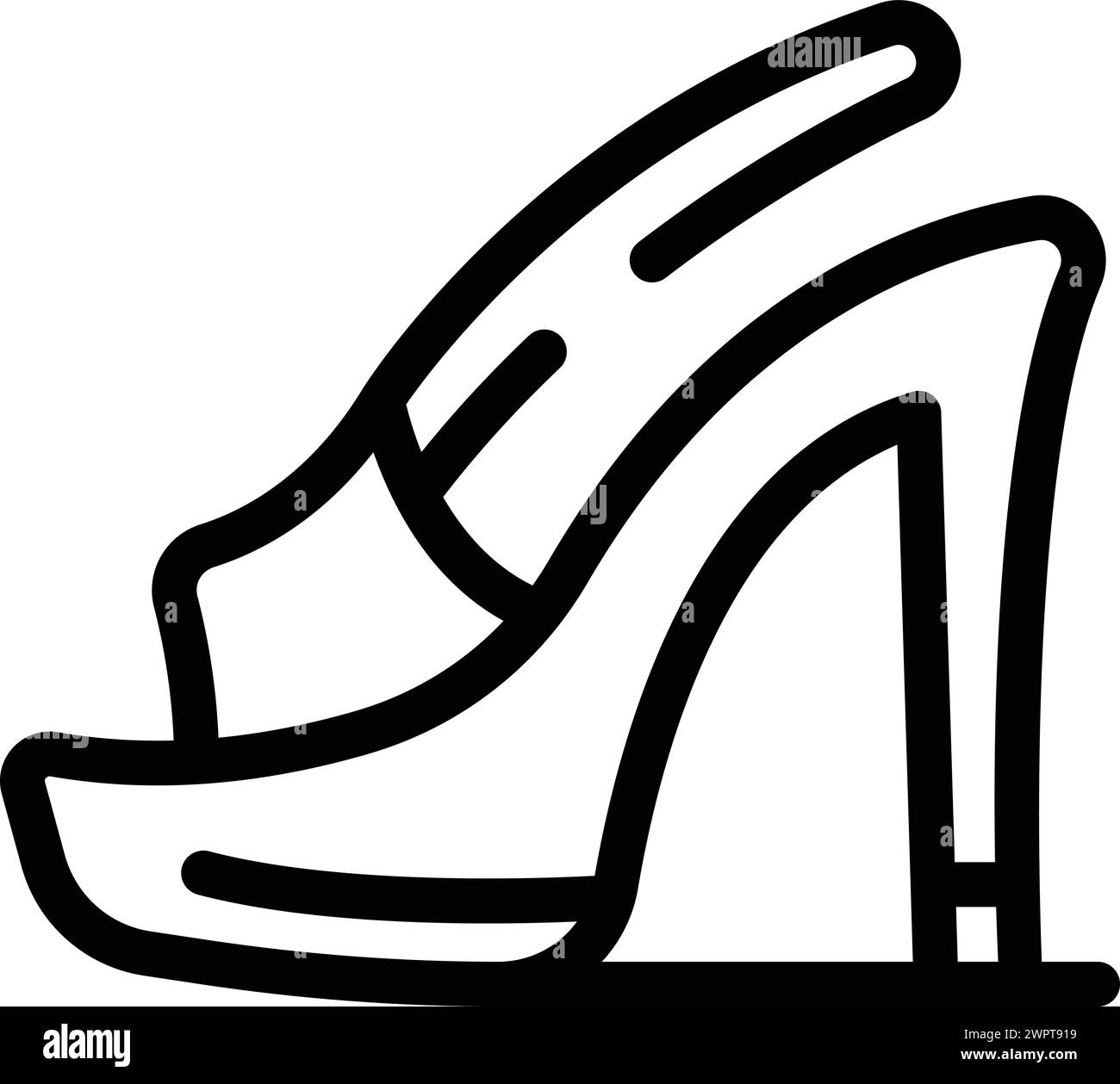 Vecteur de contour d'icône de pompes de grande hauteur. Talons féminins. Paire de chaussures femme gracieuse Illustration de Vecteur