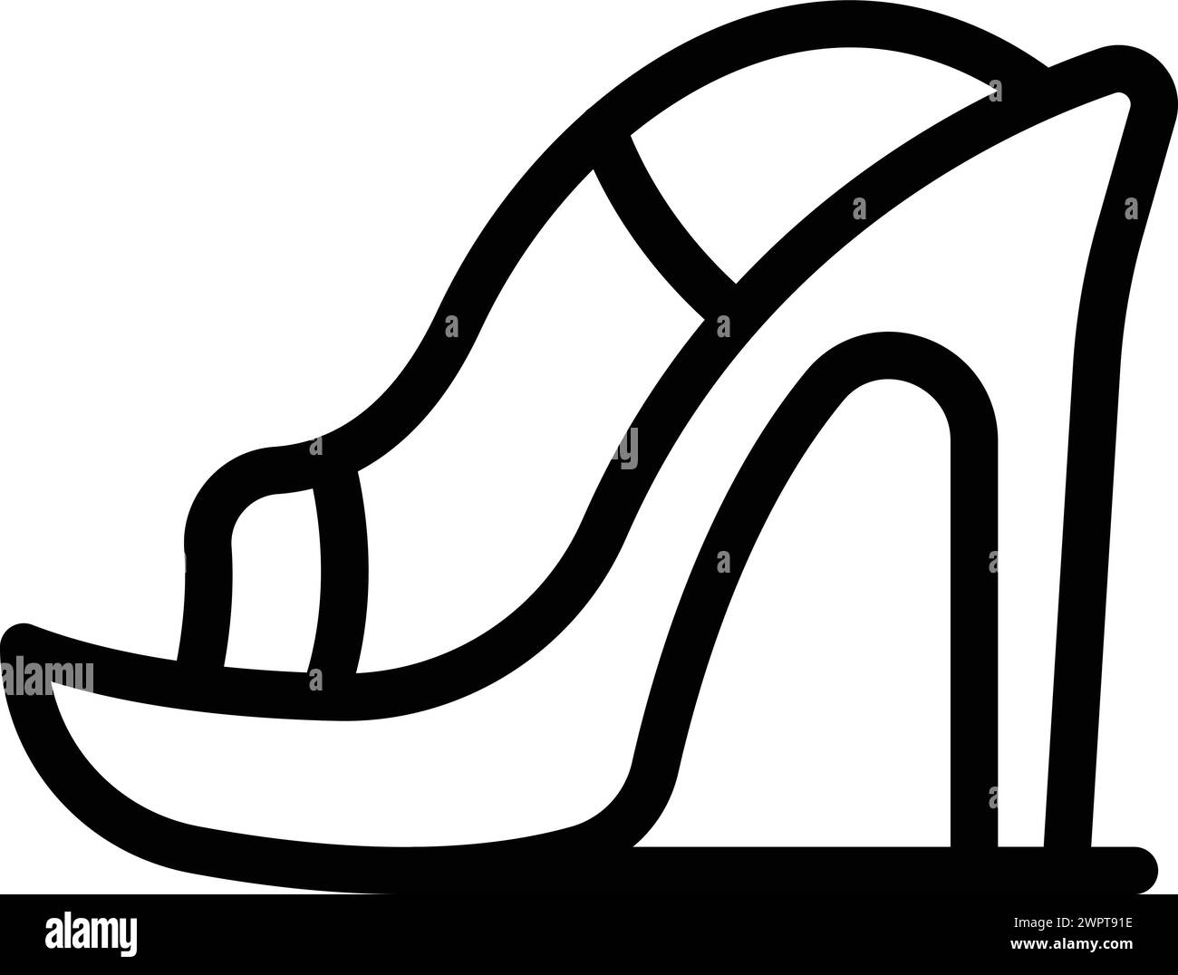 Vecteur de contour d'icône de talons de grande taille d'événement. Chaussures de fête en forme de femme. Chaussures de soirée élégantes Illustration de Vecteur