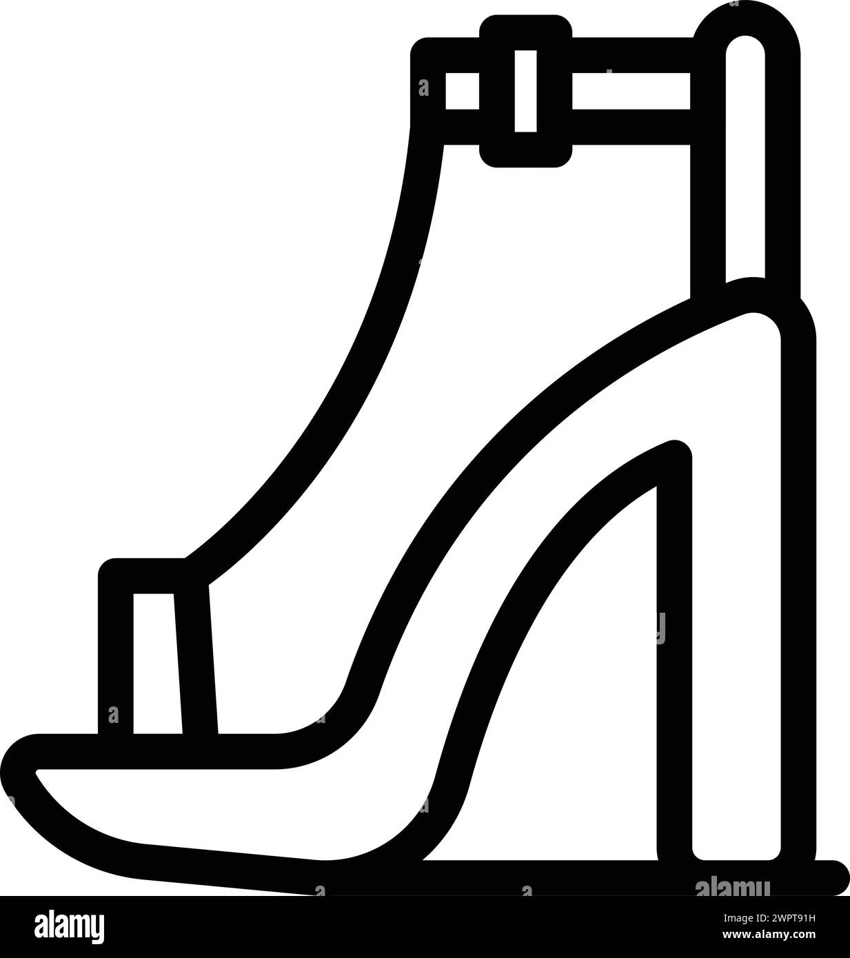 Vecteur de contour d'icône de chaussures à brides haute taille. Escarpins glamour. Chaussures à talons design Illustration de Vecteur