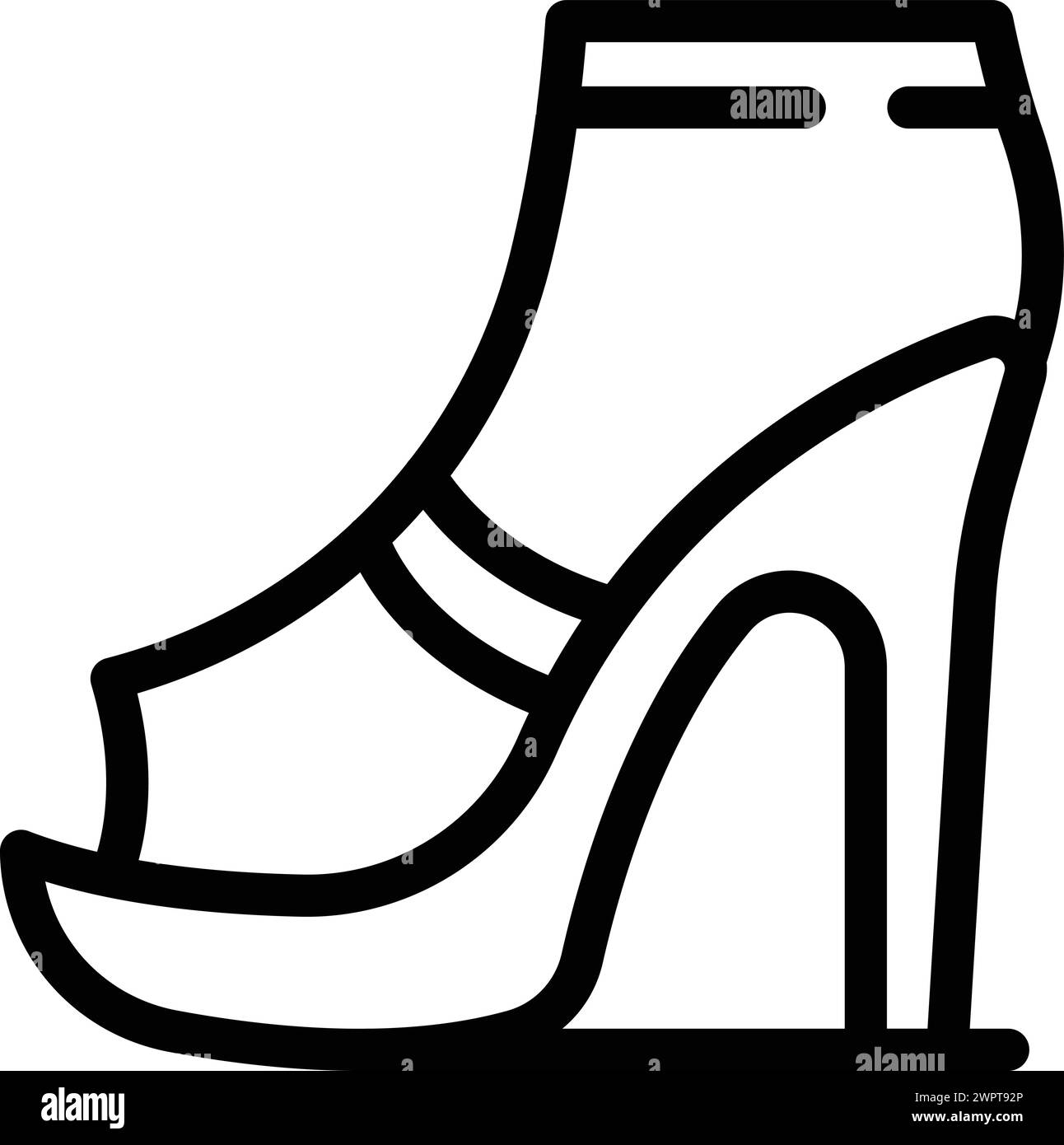 Vecteur de contour d'icône de talons de grande taille. Chaussures féminines de designer fashionista. Ballerines de collection chic Illustration de Vecteur