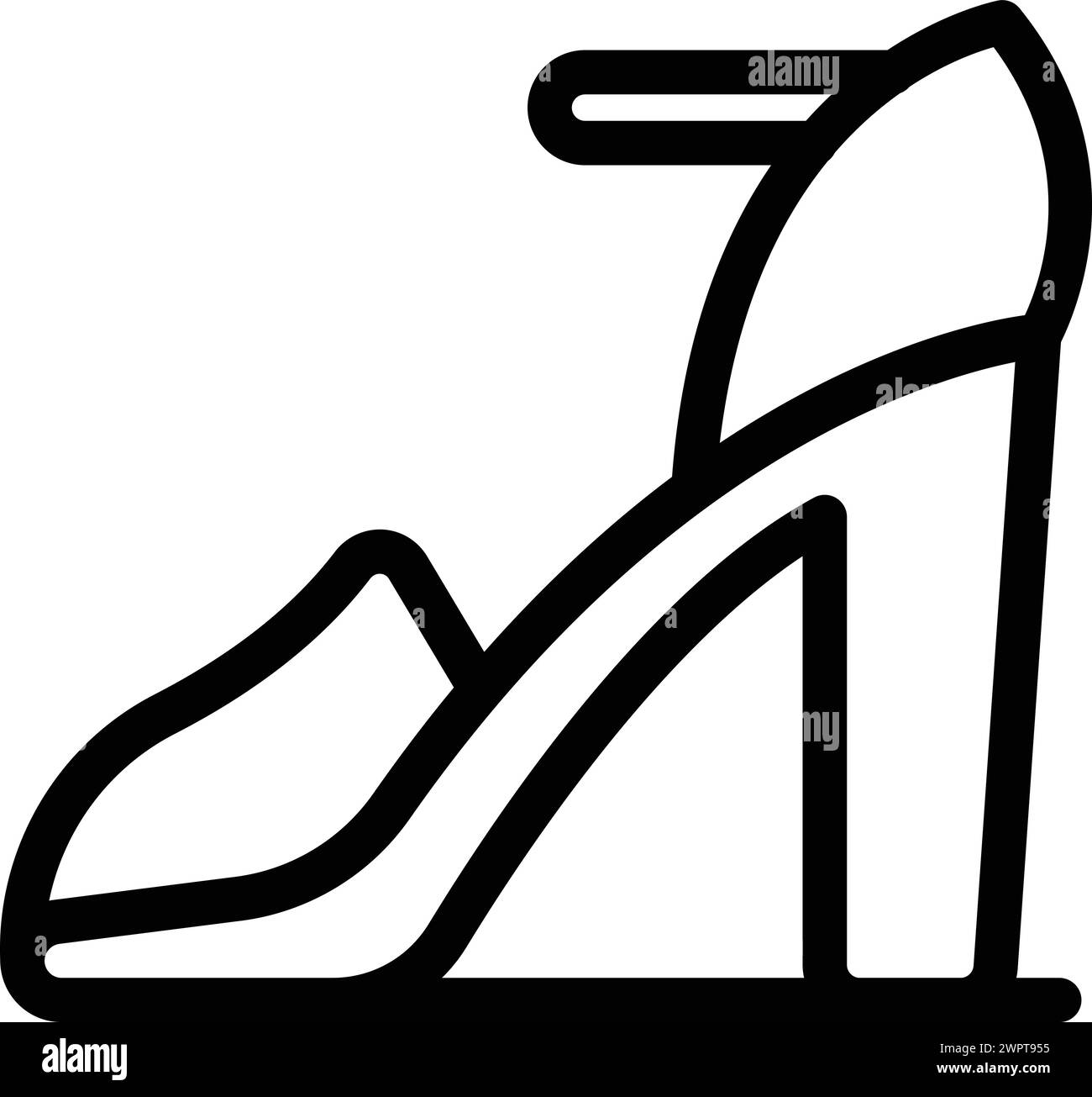 Vecteur de contour d'icône de sandales de grande taille. Escarpins élégants. Boutique de chaussures Voguish Illustration de Vecteur