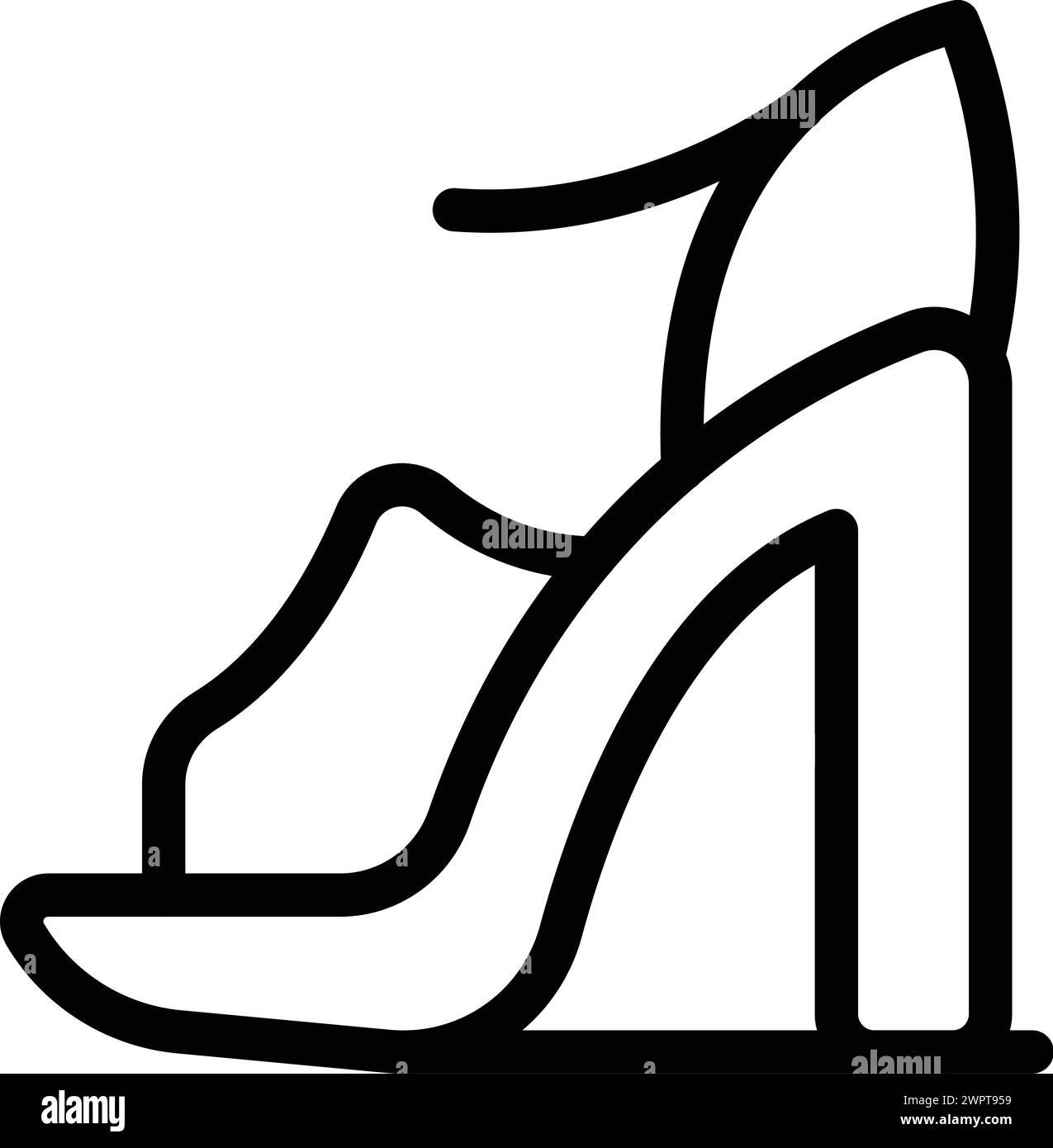Sandales en cuir talons icône vecteur de contour. Chaussures tendance glamour féminines. Chaussures classiques pour dames Illustration de Vecteur