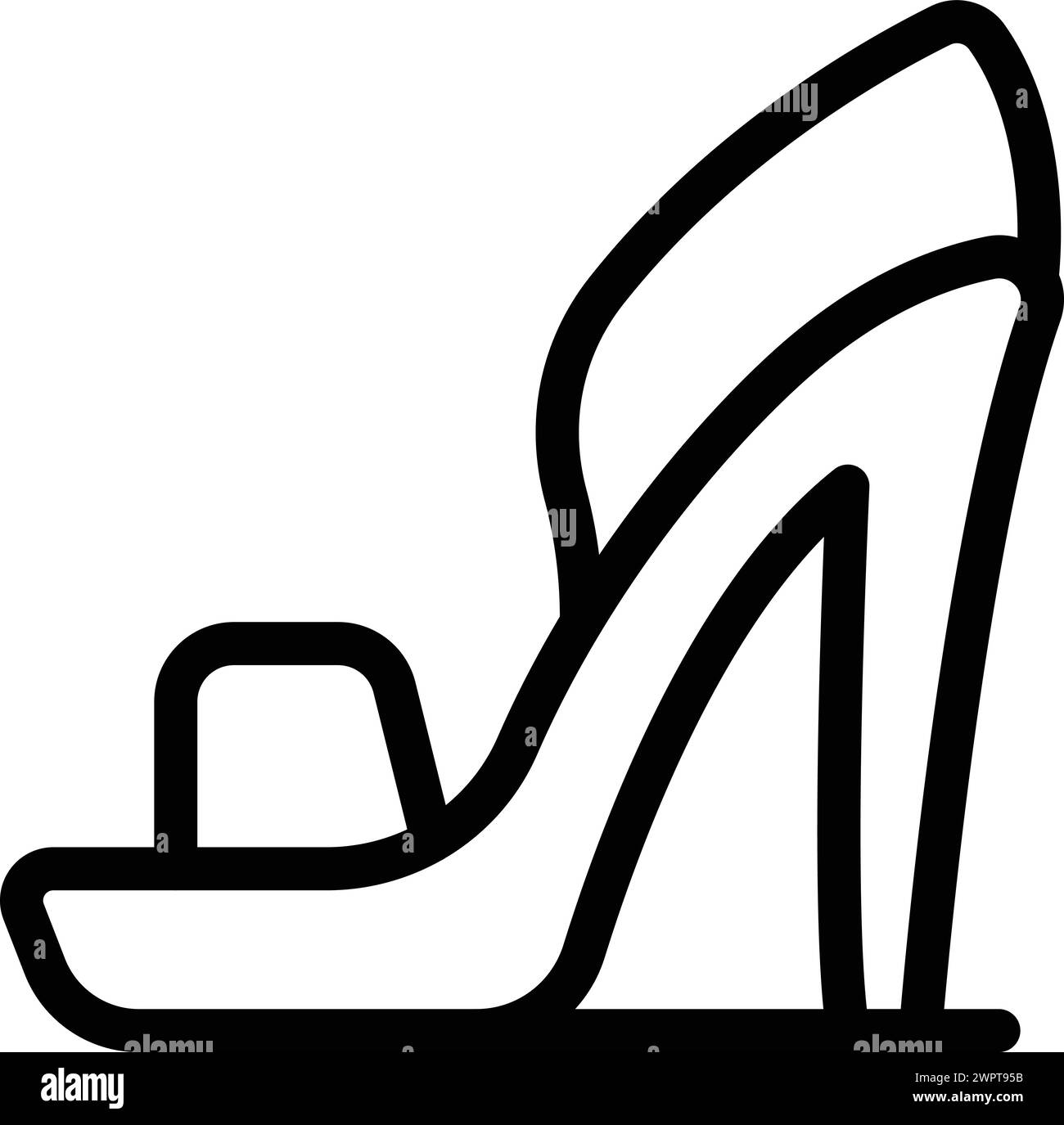 Vecteur de contour d'icône de talons hauts en cuir. Chaussures femme de créateur de mode. Chaussure modish raffinée Illustration de Vecteur