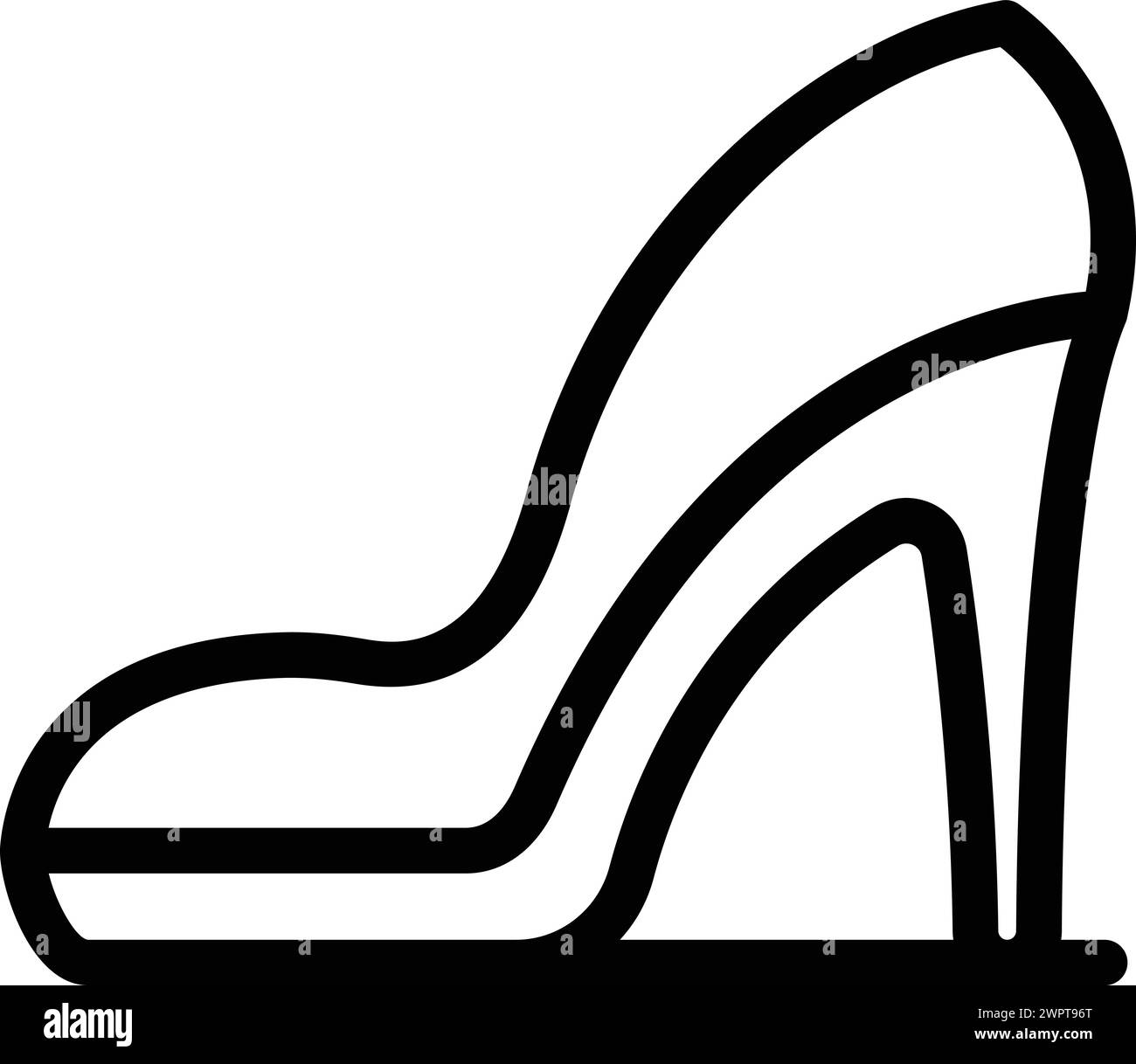 Robe élégant vecteur de contour d'icône de talons hauts. Chaussures de soirée. Chaussures de modèle féminin Illustration de Vecteur