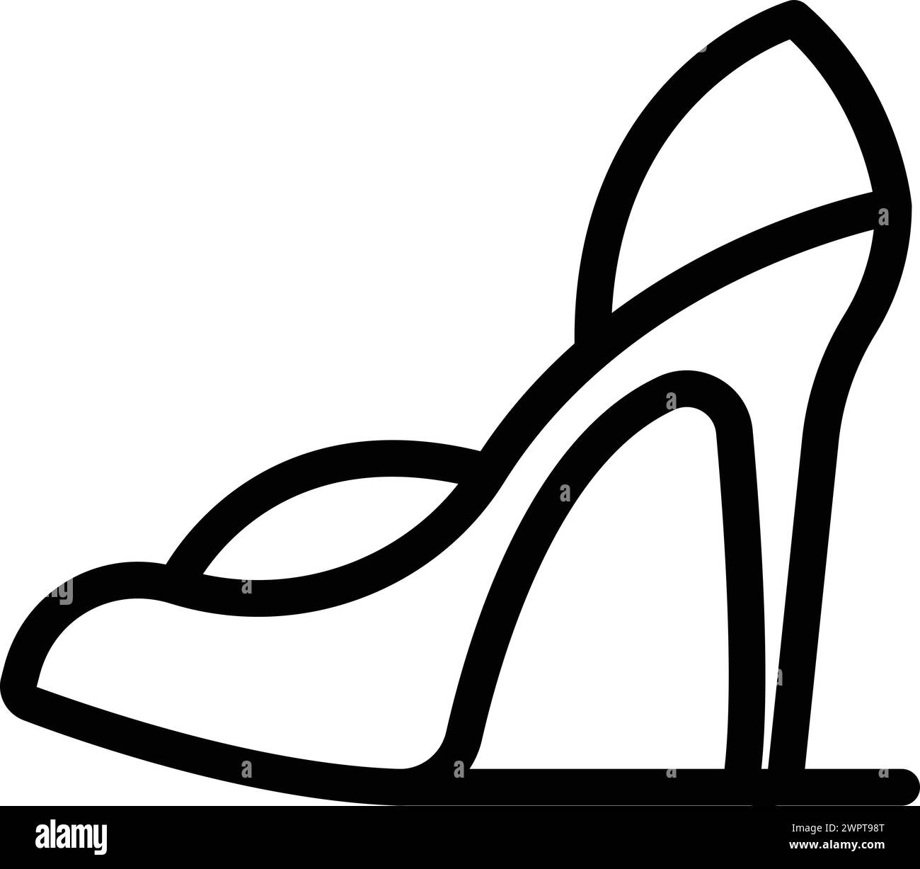 Vecteur de contour d'icône de talons stiletto super élevés. Collection de chaussures élégantes et féminines. Modèle de chaussures de passerelle Illustration de Vecteur