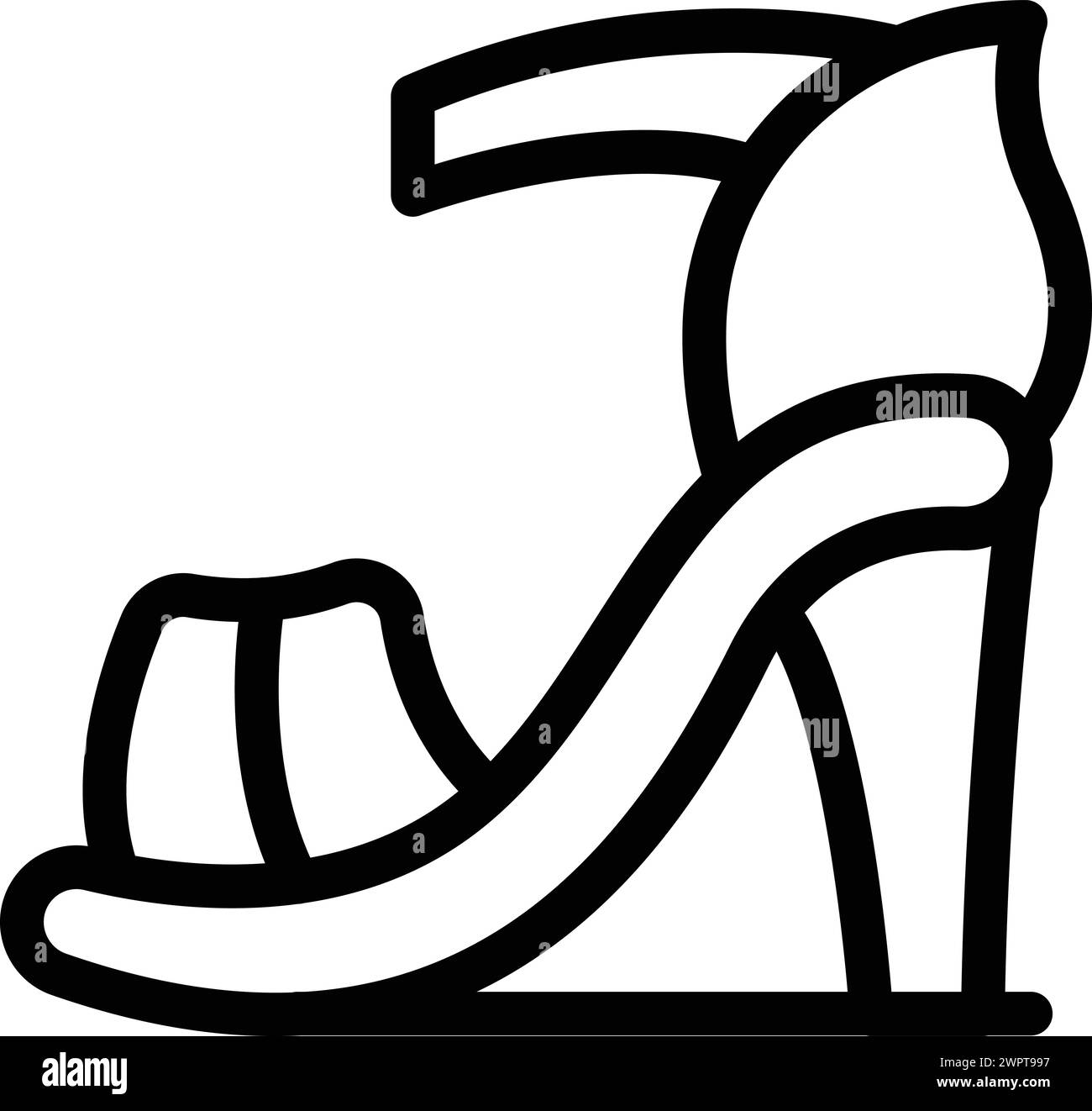 Vecteur de contour d'icône de paire de talons hauts. Collection de chaussures chic et modish. Chaussures de magasinage Illustration de Vecteur