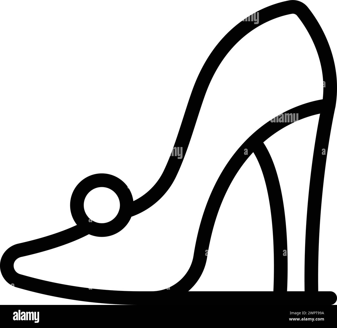 Vecteur de contour d'icône stiletto en cuir. Collection de chaussures de créateur Voguish. Mannequin de passerelle féminine Illustration de Vecteur