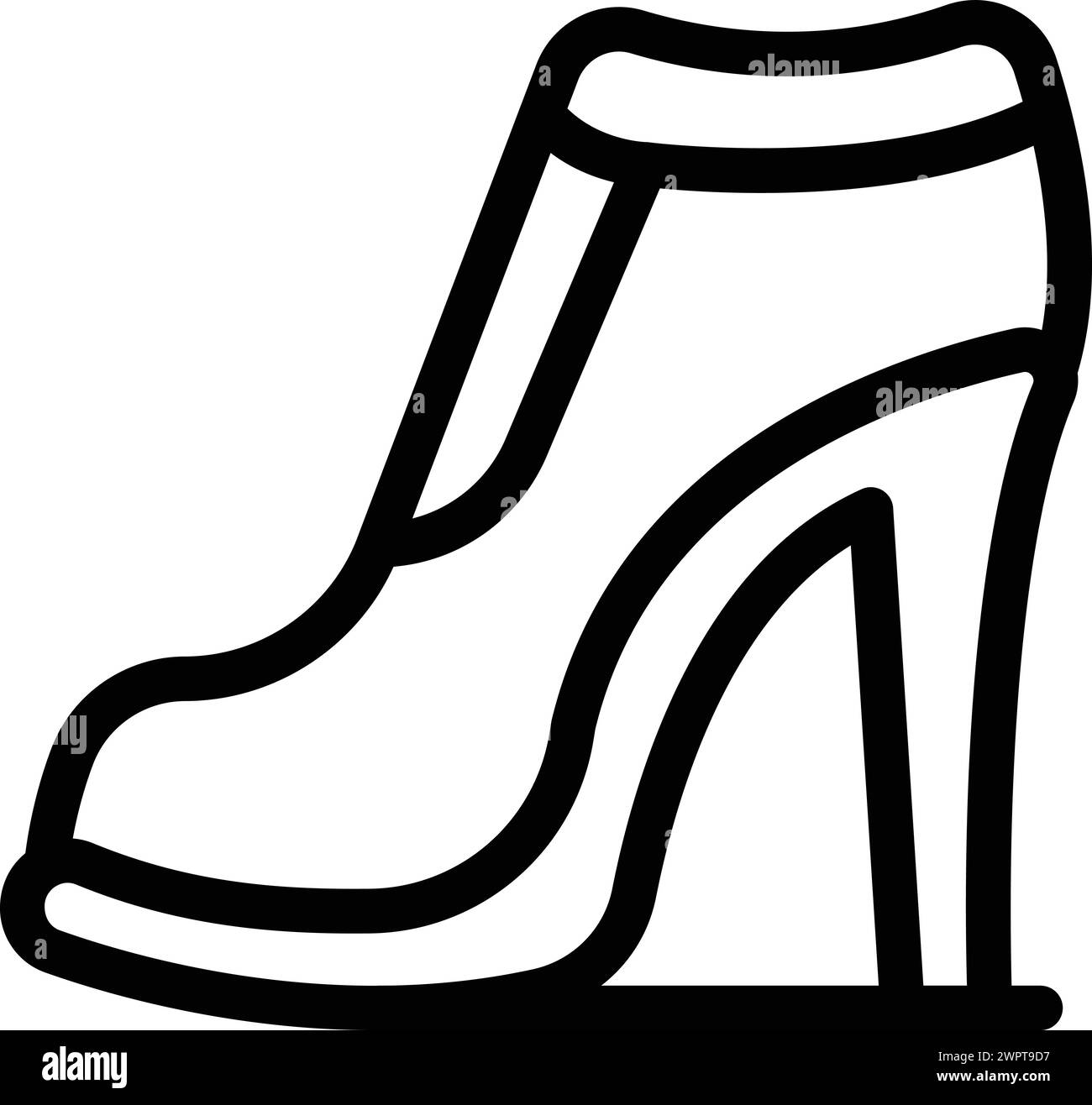 Vecteur de contour d'icône de talons hauts de plate-forme. Modèle élégant de chaussures. Magnifiques pompes féminines de passerelle Illustration de Vecteur