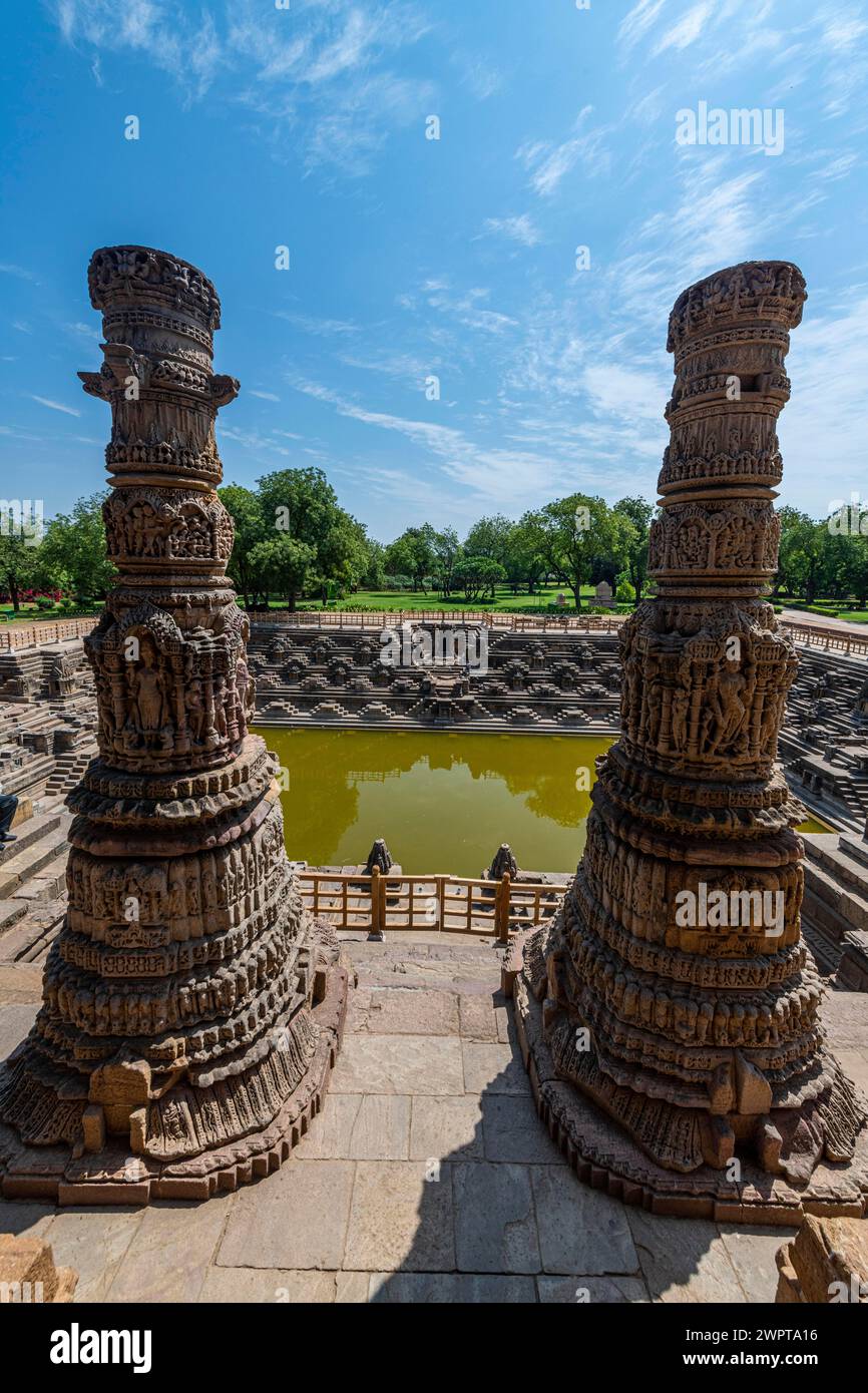 Temple du Soleil, Modhera, Gujarat, Inde Banque D'Images