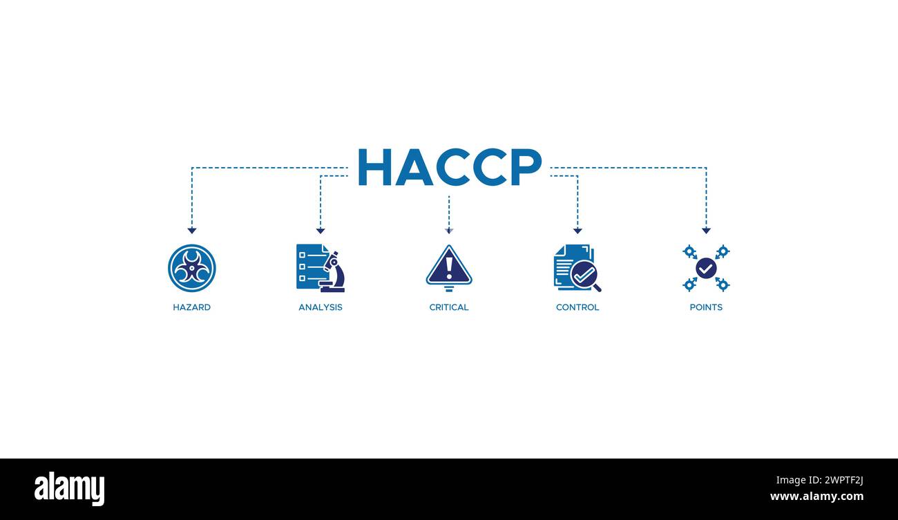 Bannière HACCP web icône vecteur illustration concept pour l'analyse des risques et les points critiques de contrôle acronyme dans le système de gestion de la sécurité alimentaire Illustration de Vecteur