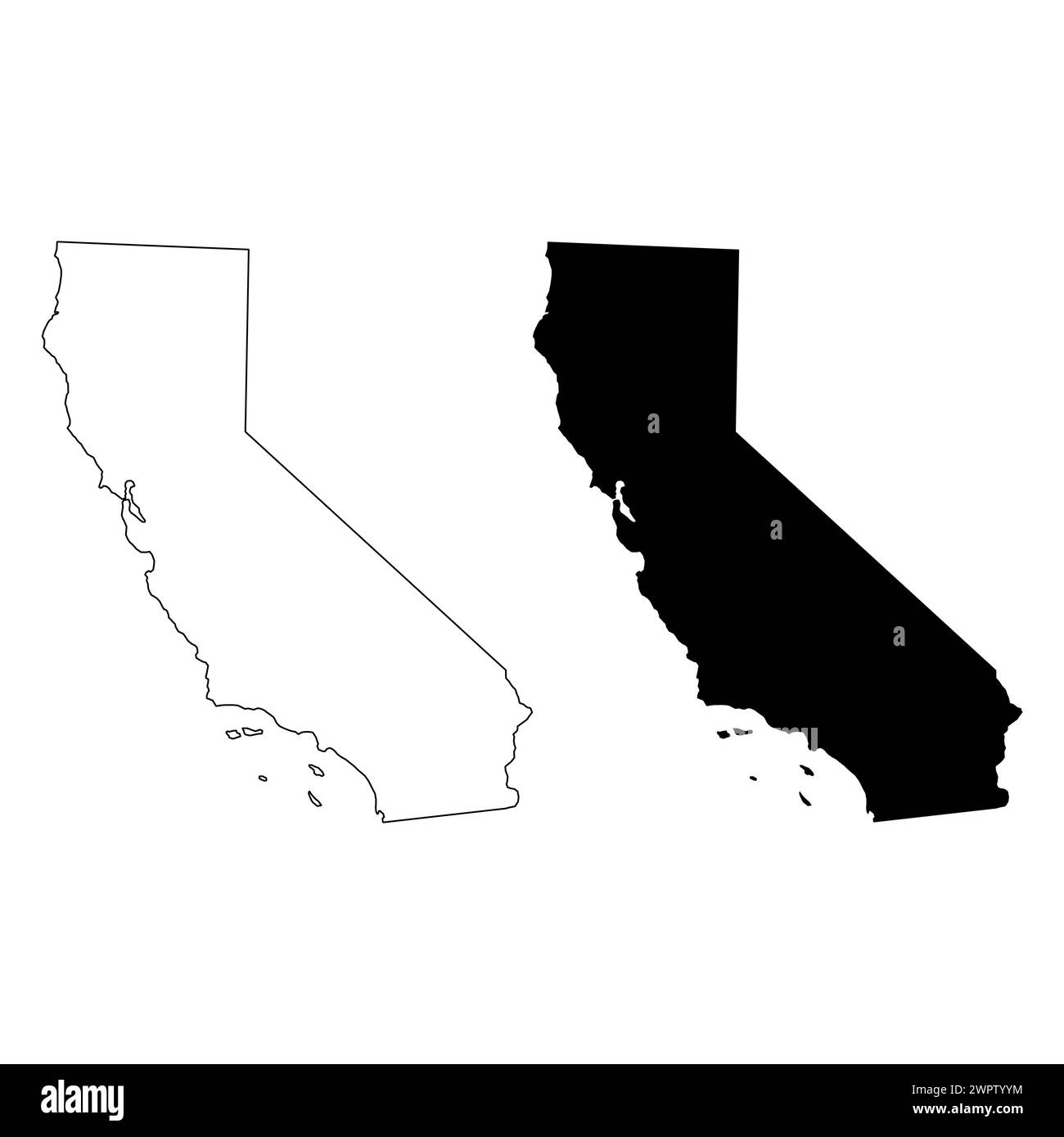 Ensemble de carte de Californie, États-unis d'amérique. Illustration vectorielle d'icône de concept plat . Illustration de Vecteur