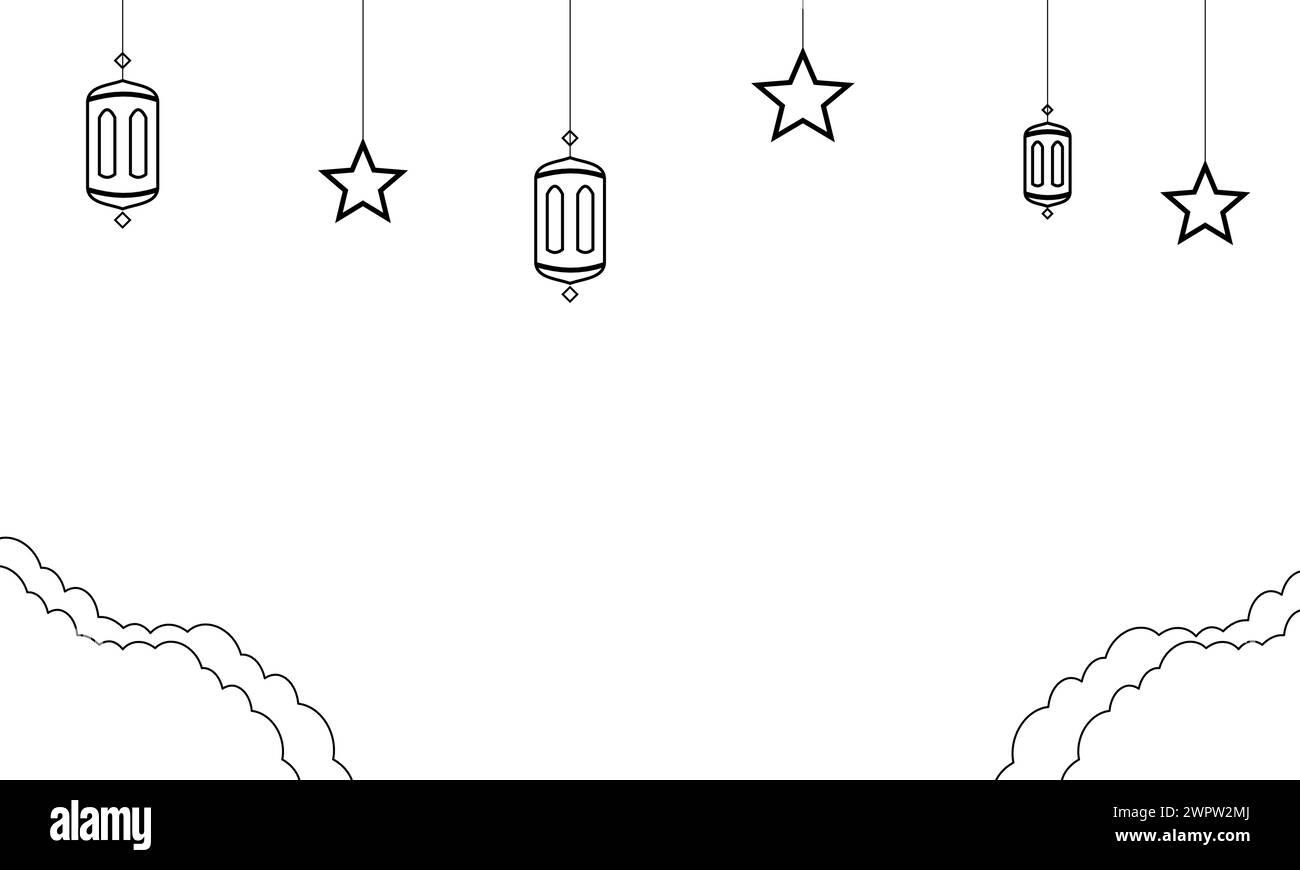 Illustration de modèle de salutation pour célébrer les fêtes islamiques telles que le Ramadan, l'Aïd al Fitr. elément de dessin au trait art Illustration de Vecteur