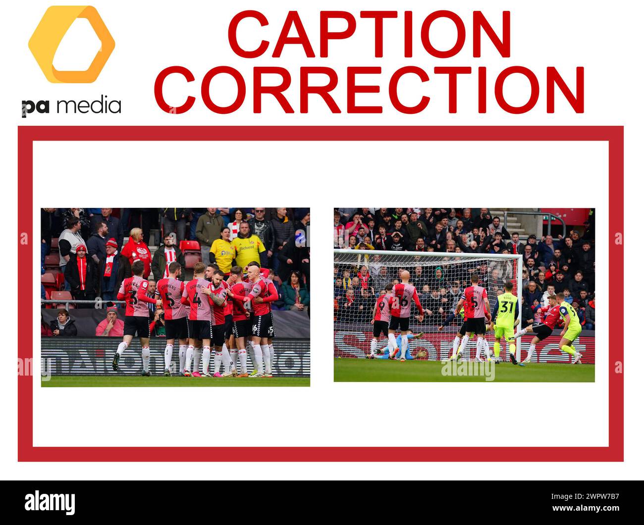 ATTENTION AUX ÉDITEURS D'IMAGES, aux SOUS-TRAITANTS EN CHEF ET AUX BIBLIOTHÉCAIRES D'IMAGES : correction de légende correction du nom du joueur d'Adam Armstrong à Stuart Armstrong. La légende correcte devrait être la suivante : Stuart Armstrong de Southampton marque le premier but de son équipe lors du Sky Bet Championship match au St Mary's Stadium, Southampton. Date de la photo : samedi 9 mars 2024. Banque D'Images