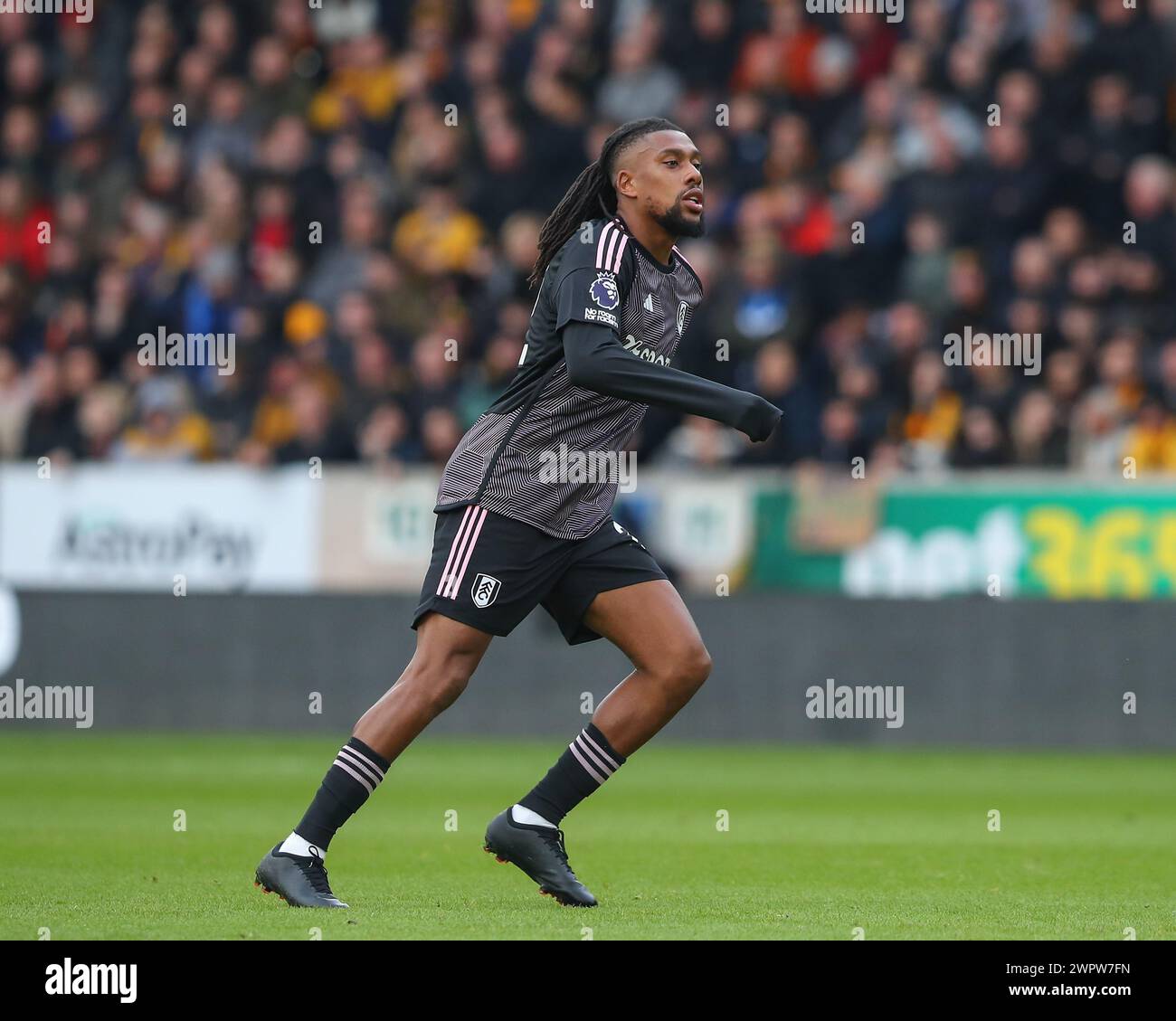 Alex Iwobi de Fulham, lors du match de premier League Wolverhampton Wanderers vs Fulham à Molineux, Wolverhampton, Royaume-Uni, le 9 mars 2024 (photo de Gareth Evans/News images) Banque D'Images