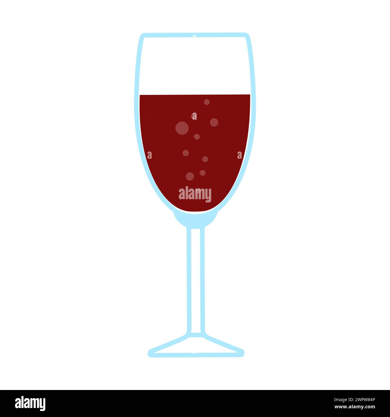 Icône de verre à vin rouge bouillonnant à moitié versé Illustration de Vecteur