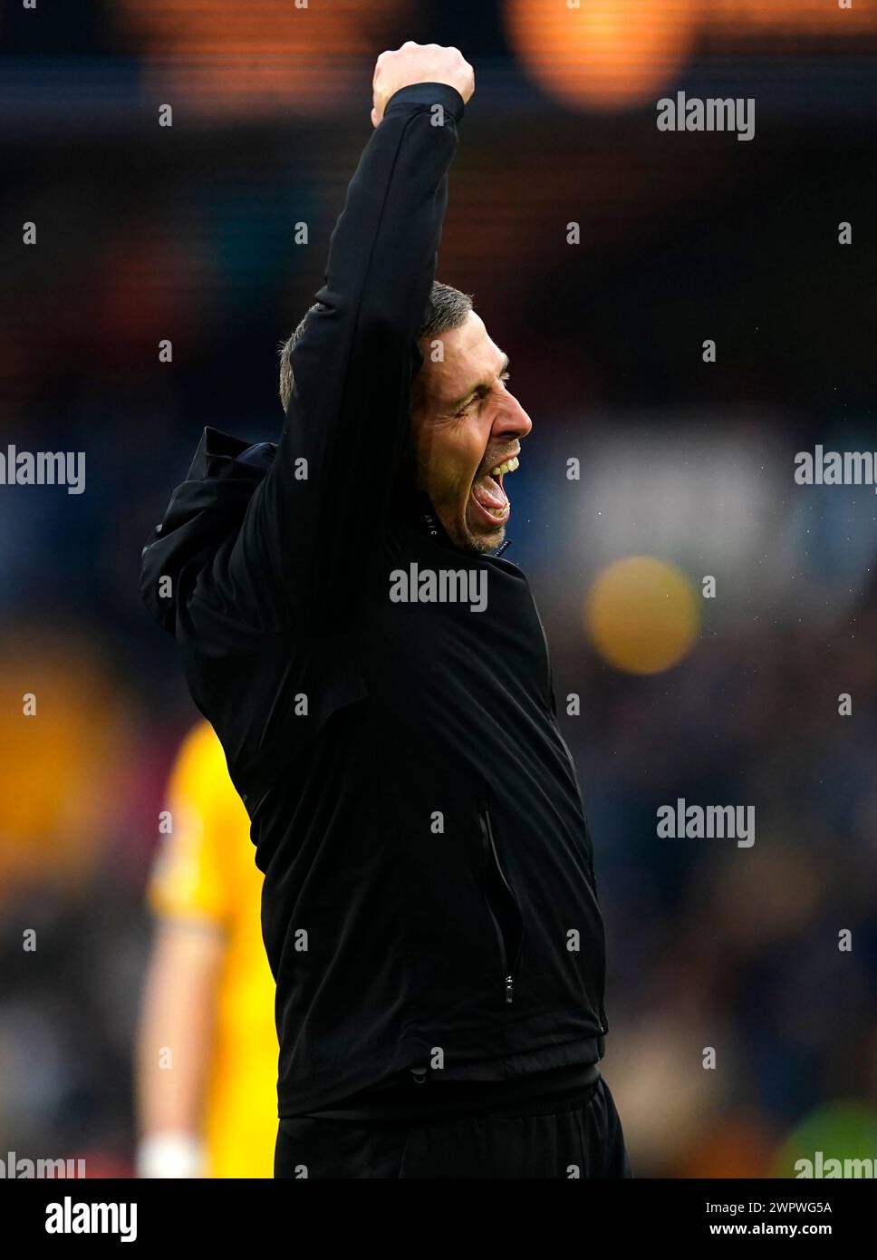 L'entraîneur des Wolverhampton Wanderers, Gary O'Neil, célèbre le match de premier League au Molineux Stadium de Wolverhampton. Date de la photo : samedi 9 mars 2024. Banque D'Images