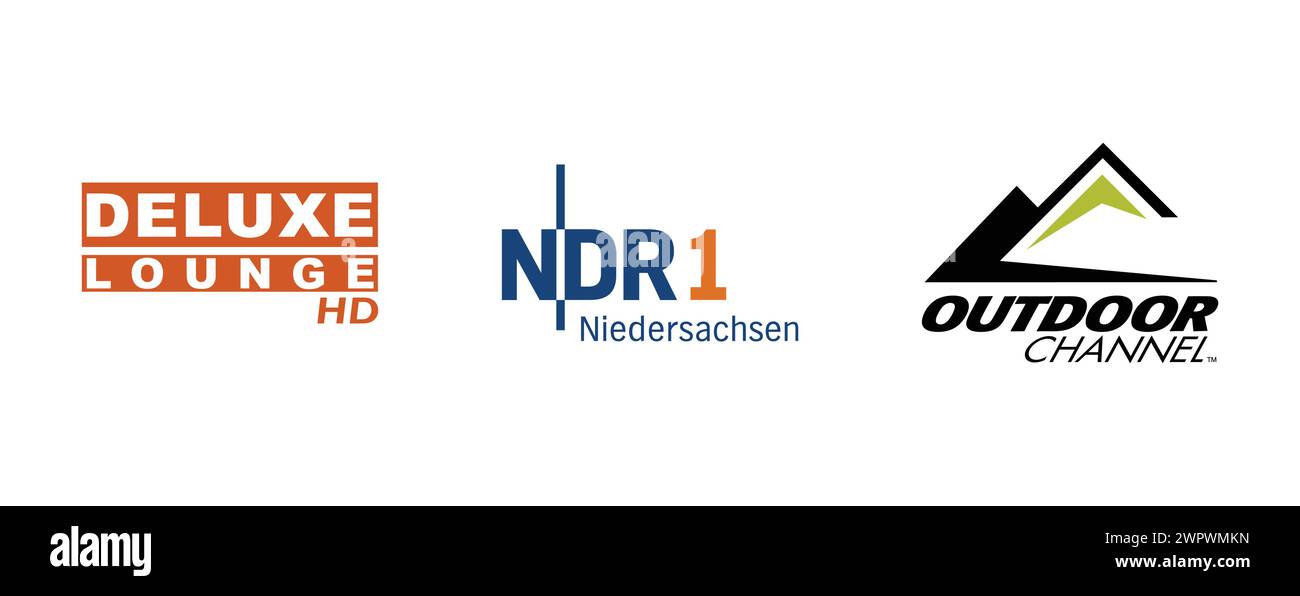 Outdoor Channel, NDR 1 Niedersachsen, Deluxe Lounge HD. Collection de logo de marque vectorielle. Illustration de Vecteur