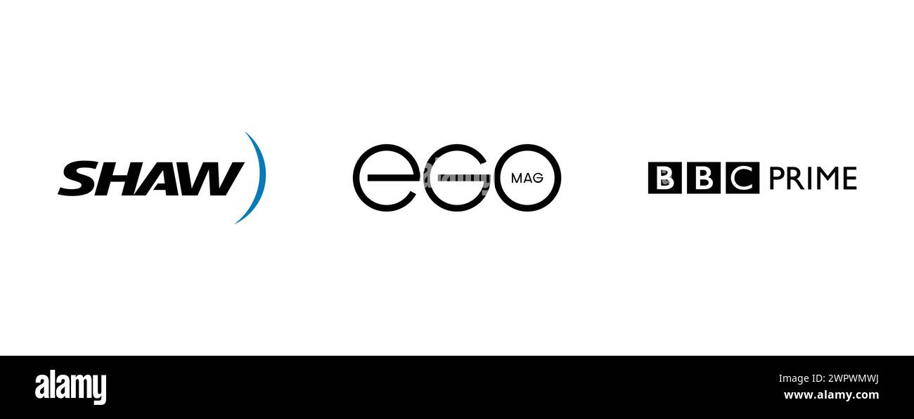 BBC Prime, EGO, Shaw Communications. Collection de logo de marque vectorielle. Illustration de Vecteur