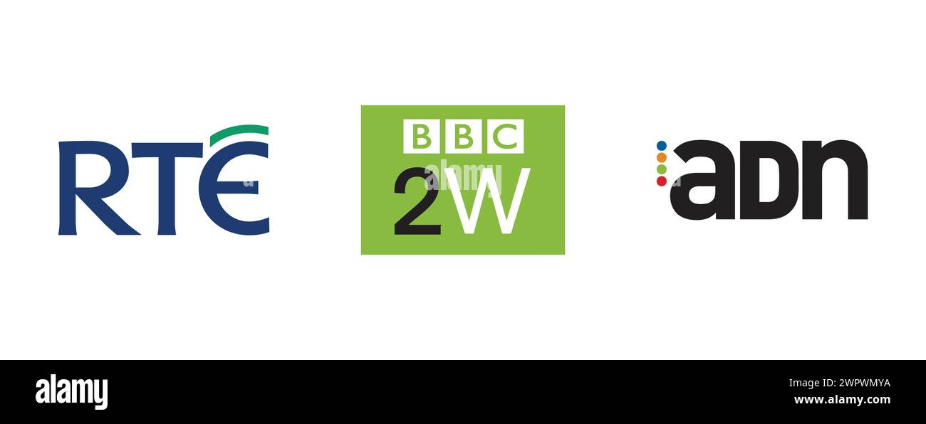 ADN ESPAGNE, RTE, BBC 2W. Collection de logo de marque vectorielle. Illustration de Vecteur