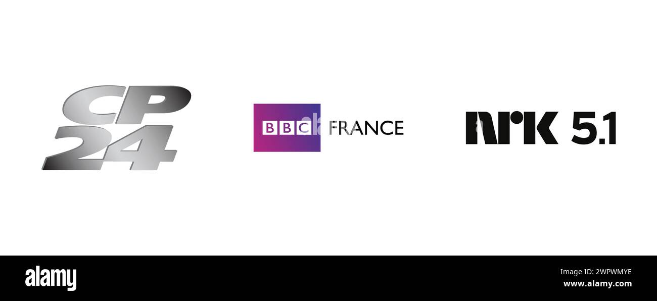 NRK 5,1, CP24, BBC FRANCE. Collection de logo de marque vectorielle. Illustration de Vecteur