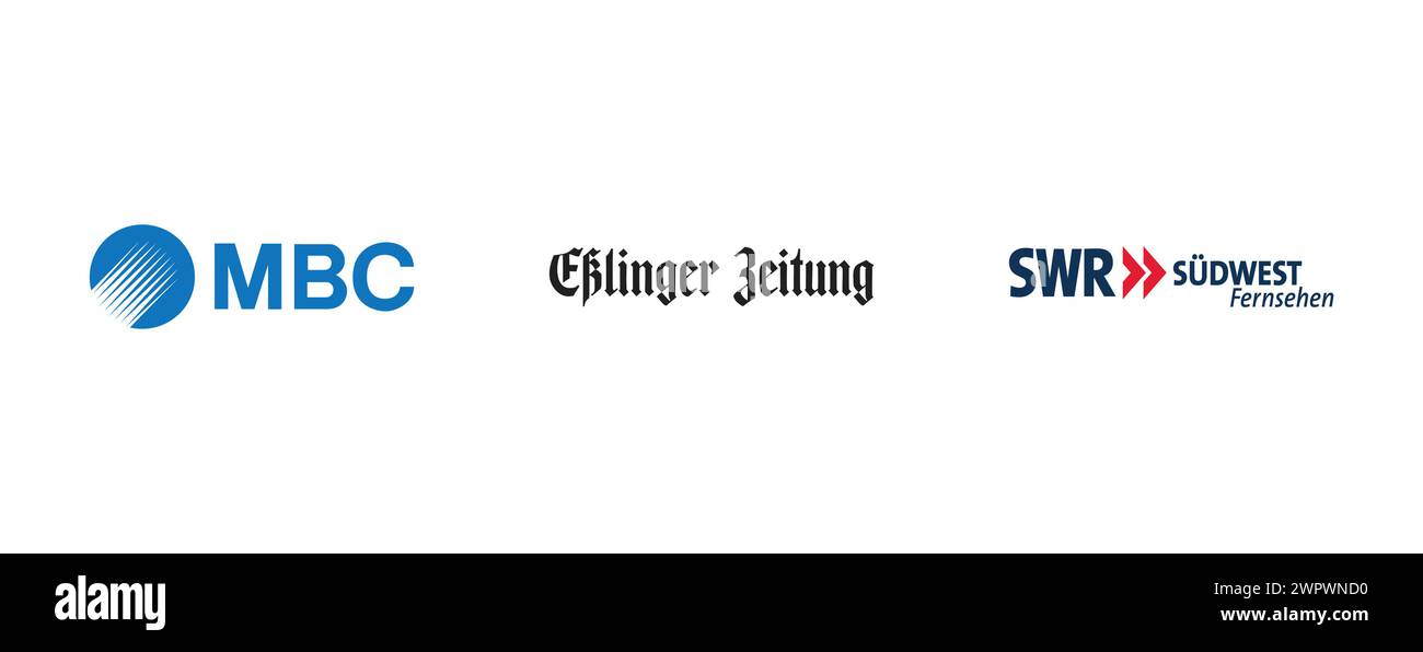 MBC, SWR Fernsehen, Esslinger Zeitung. Collection de logo de marque vectorielle. Illustration de Vecteur