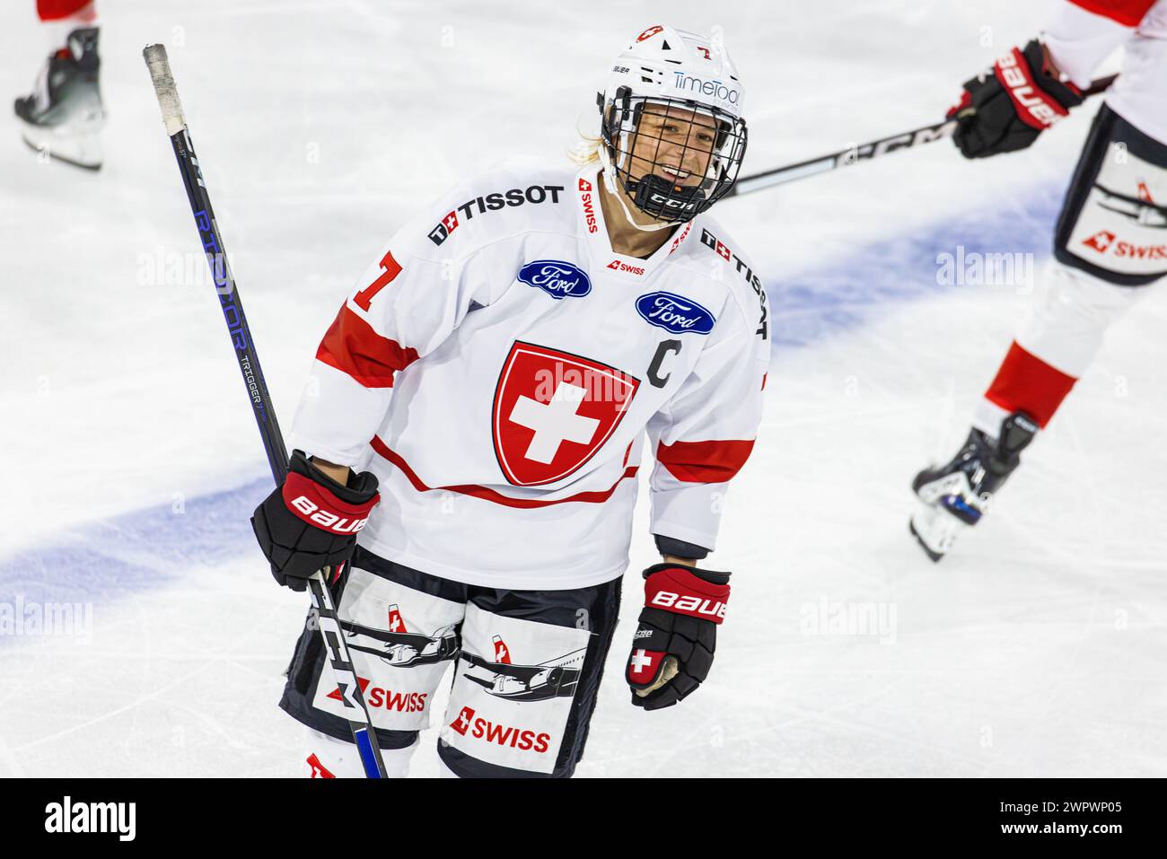 #7 Lara Stalder, Stürmerin Schweizer Frauen Eishockey Nationalteam. (Kloten, Schweiz, 25.08.2023) Banque D'Images