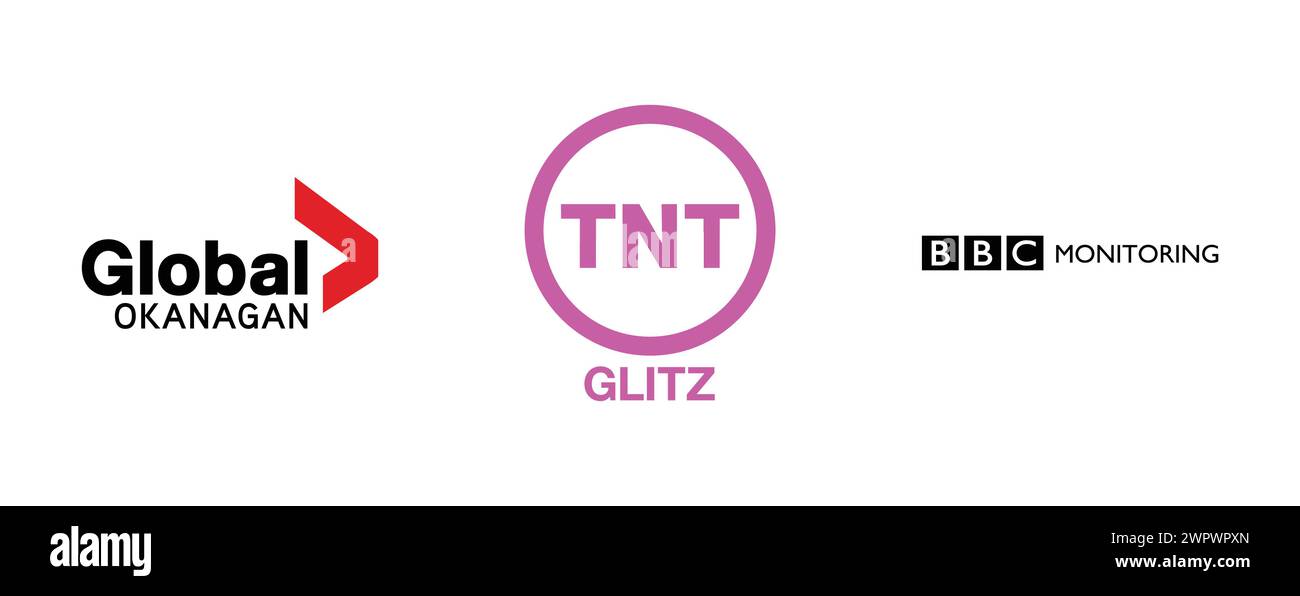 BBC Monitoring, Global Okanagan, TNT Glitz. Collection de logo de marque vectorielle. Illustration de Vecteur