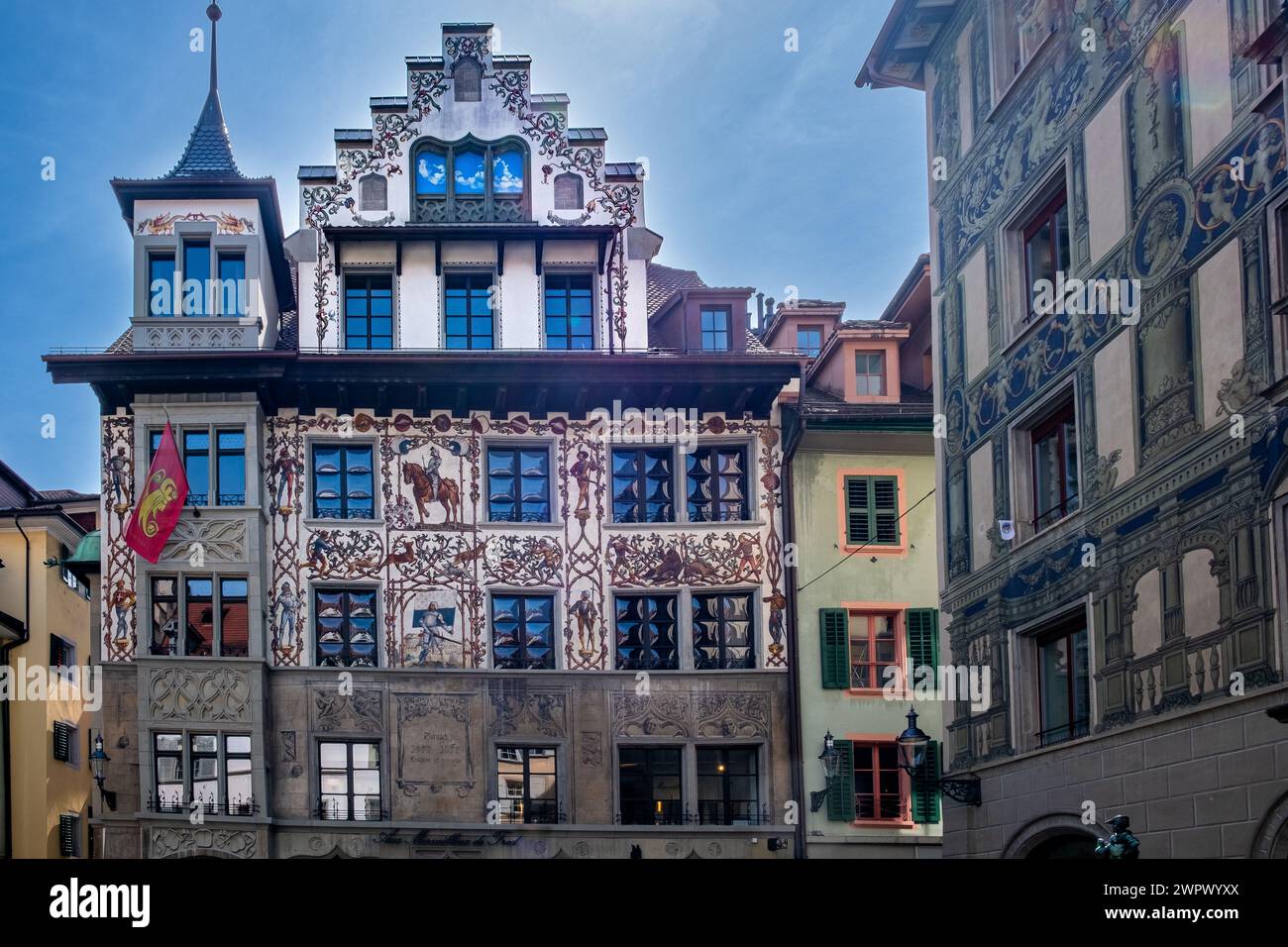 La façade murale de Lucerne commémore la bataille de Dornach Banque D'Images