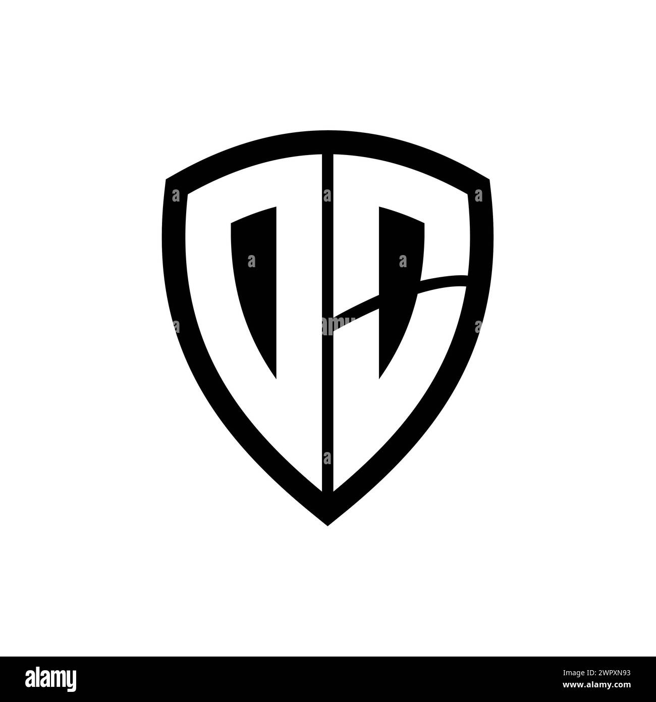 DO logo monogramme avec lettres en gras forme de bouclier avec modèle de conception de couleur noir et blanc Banque D'Images
