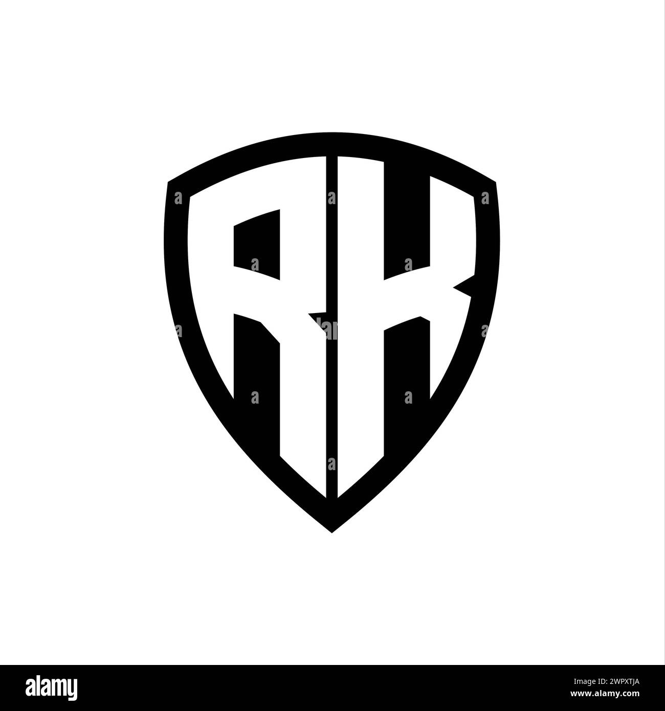 Logo monogramme RK avec lettres en gras forme de bouclier avec modèle de conception de couleur noir et blanc Banque D'Images