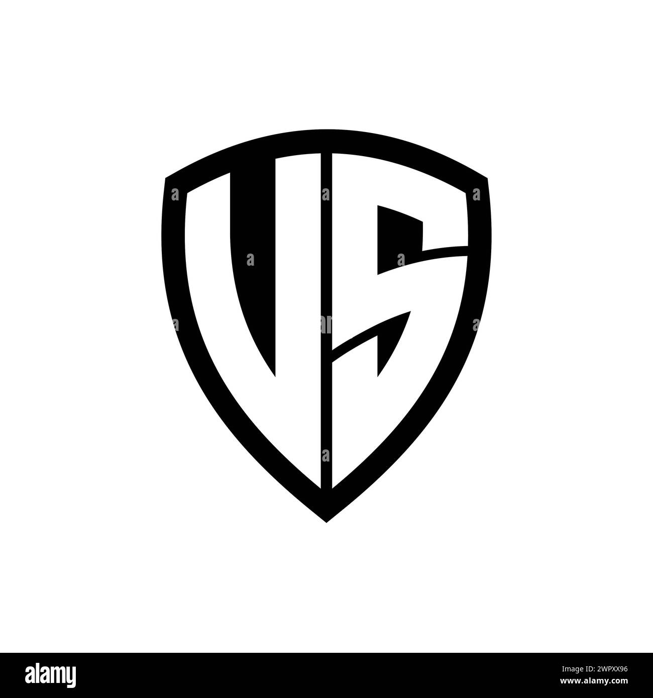 Logo monogramme US avec lettres en gras forme de bouclier avec modèle de conception de couleur noir et blanc Banque D'Images