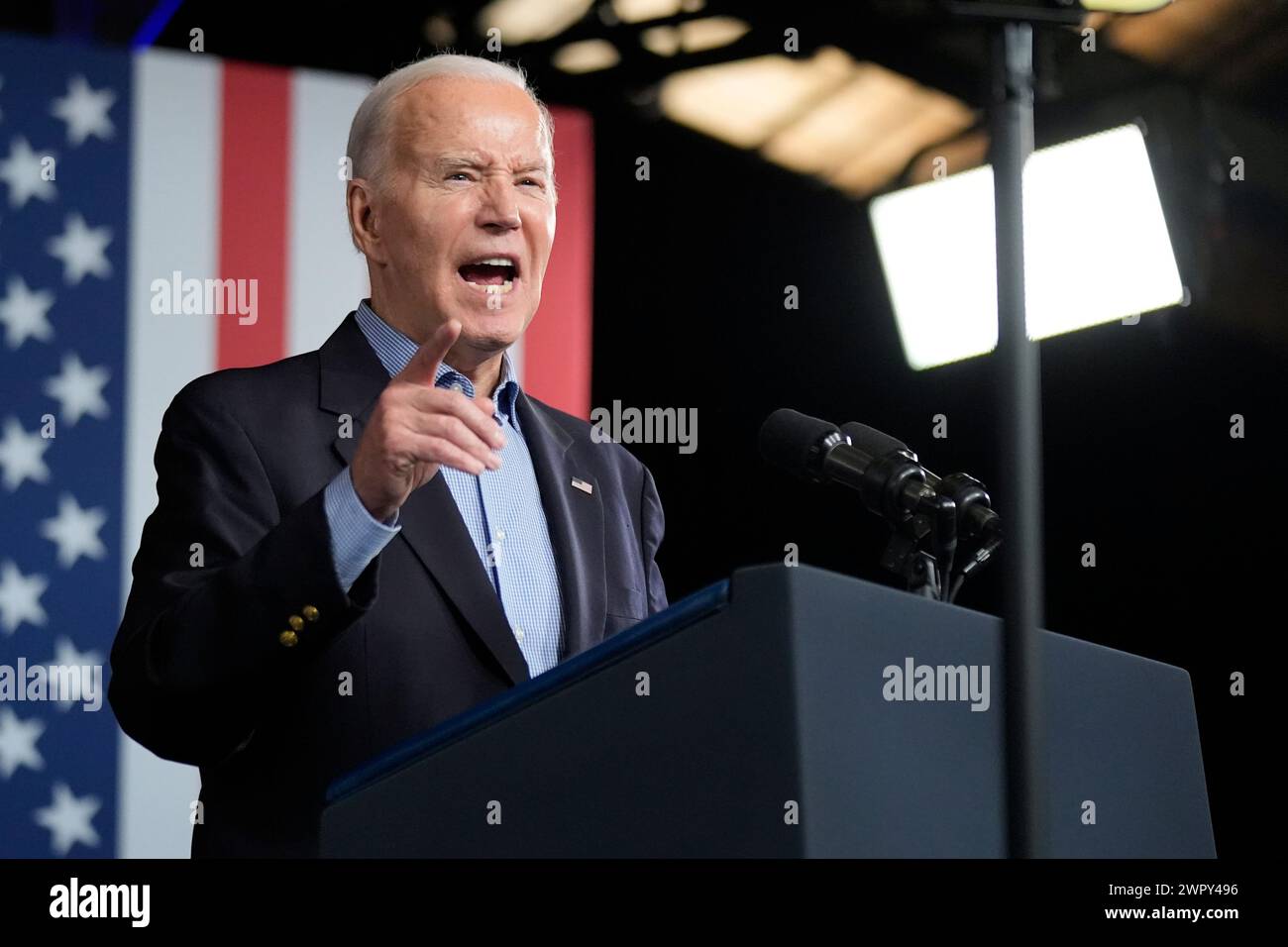 President Joe Biden speaks at a campaign rally Saturday, March 9, 2024, at Pullman Yards in Atlanta. (AP Photo/Manuel Balce Ceneta) Banque D'Images