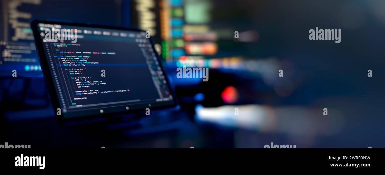 Développement de concept de programmation et de codage dans l'industrie de la technologie numérique Banque D'Images