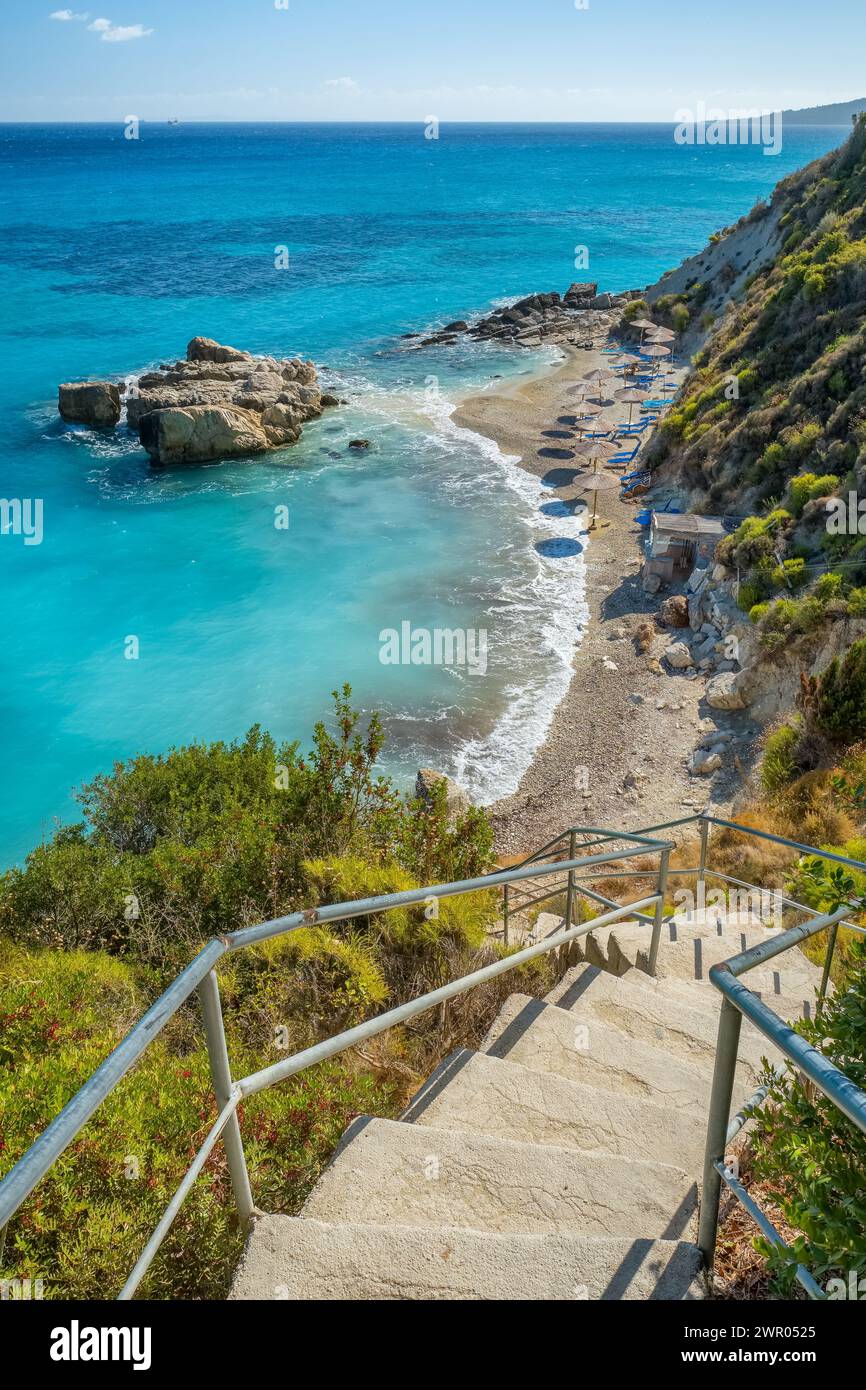 Belle plage de Xigia sur l'île de Zakynthos, mer Ionienne, Grèce Banque D'Images