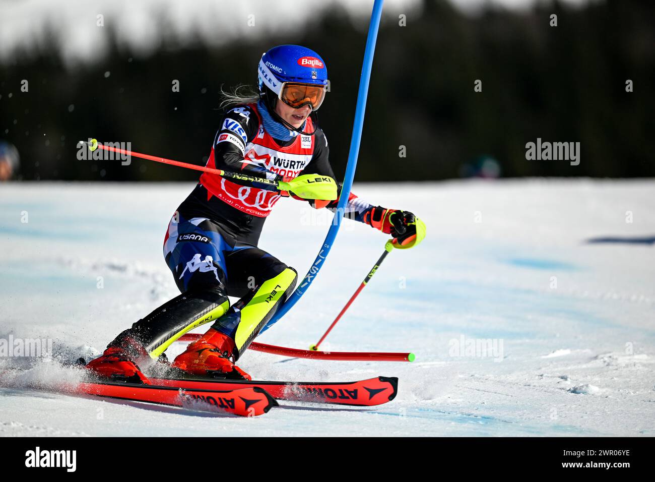 Åre, SVERIGE 20240310USA Mikaela Shiffrin en action lors de la première course de slalom féminin à la Coupe du monde de ski alpin FIS à ARE, Suède, le 9 mars 2024. Foto : Pontus Lundahl/TT/Kod 10050 crédit : TT News Agency/Alamy Live News Banque D'Images