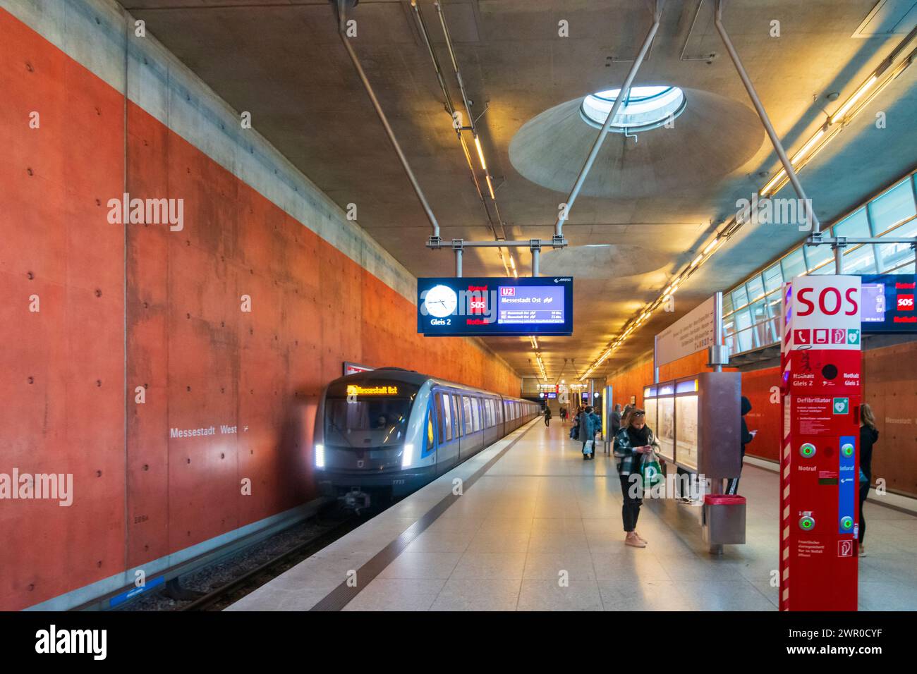 München, Munich : ligne de métro U2, station Messestadt West à Oberbayern, haute-Bavière, Bayern, Bavière, Allemagne Banque D'Images
