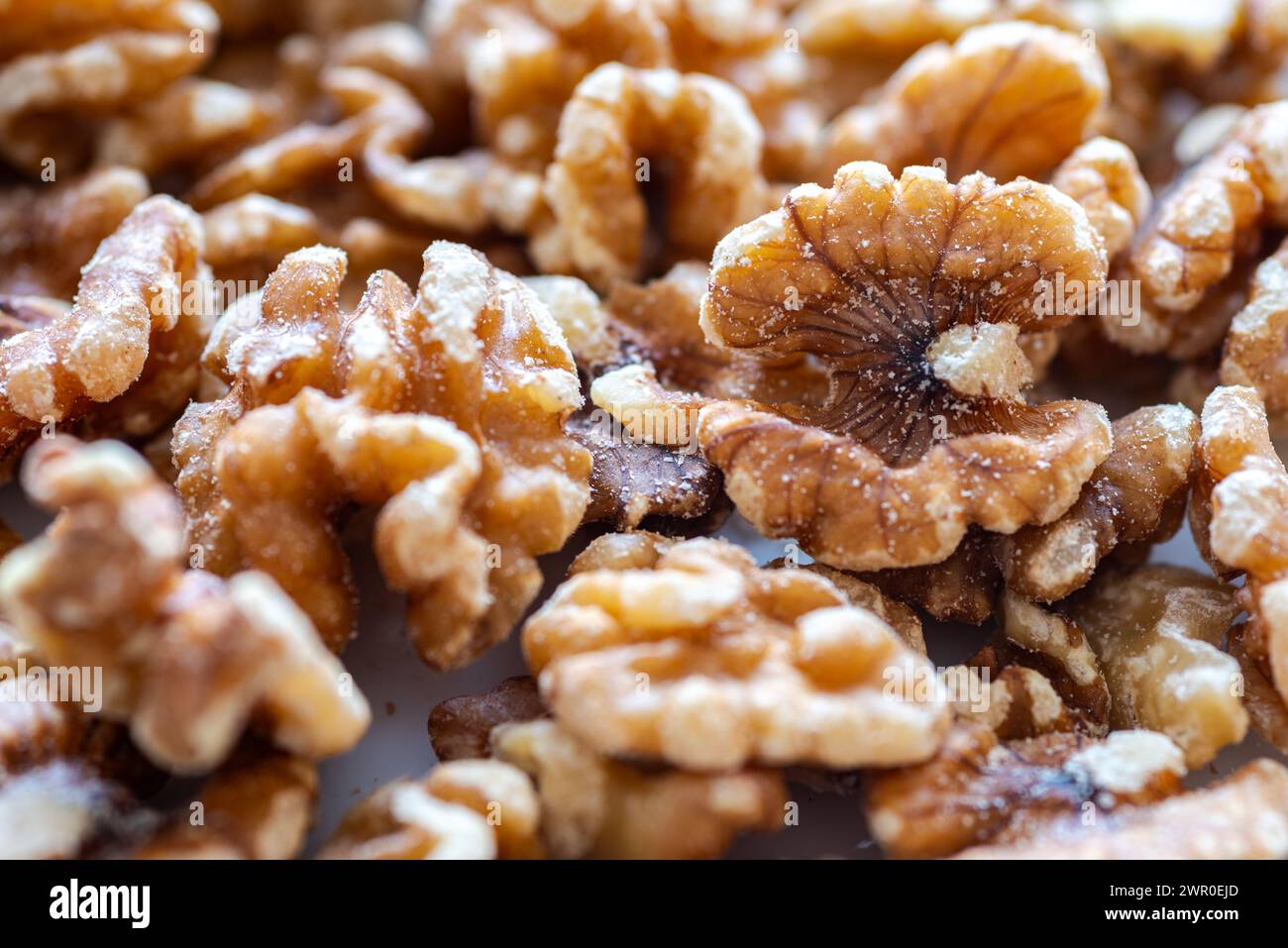 Gros plan d'un tas de cerneaux de noix Banque D'Images