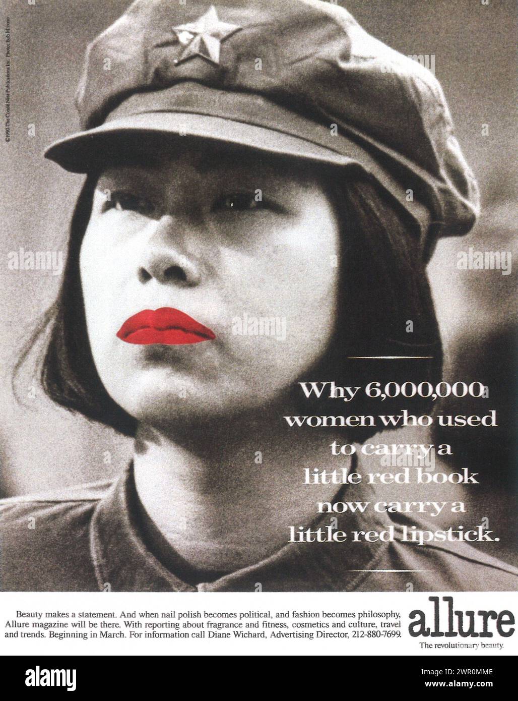 1991 allure un magazine féminin américain axé sur la beauté, publié mensuellement par Condé Nast à New York, publicité Banque D'Images