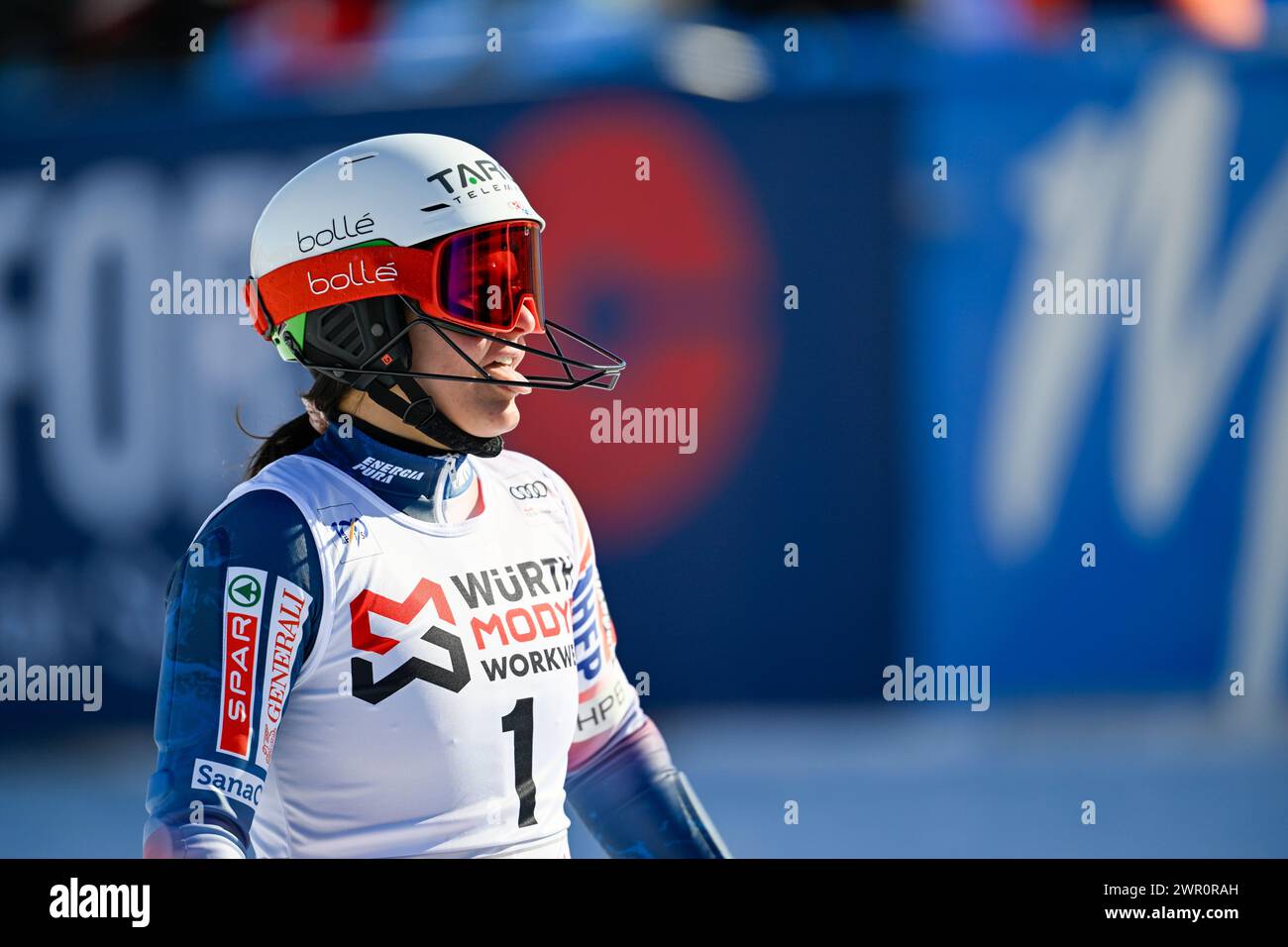 Åre, SVERIGE 20240310La croate Zrinka Ljutic en action lors de la deuxième manche de la course féminine de slalom à la Coupe du monde de ski alpin FIS à ARE, Suède, le 9 mars 2024. Foto : Pontus Lundahl / TT / Kod 10050 Banque D'Images