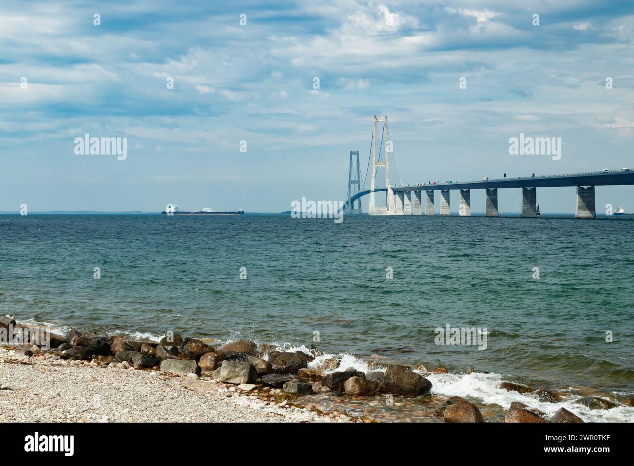 Pont de la grande ceinture, Storebelt au Danemark, la connexion avec la Nouvelle-Zélande de Fionie. Banque D'Images